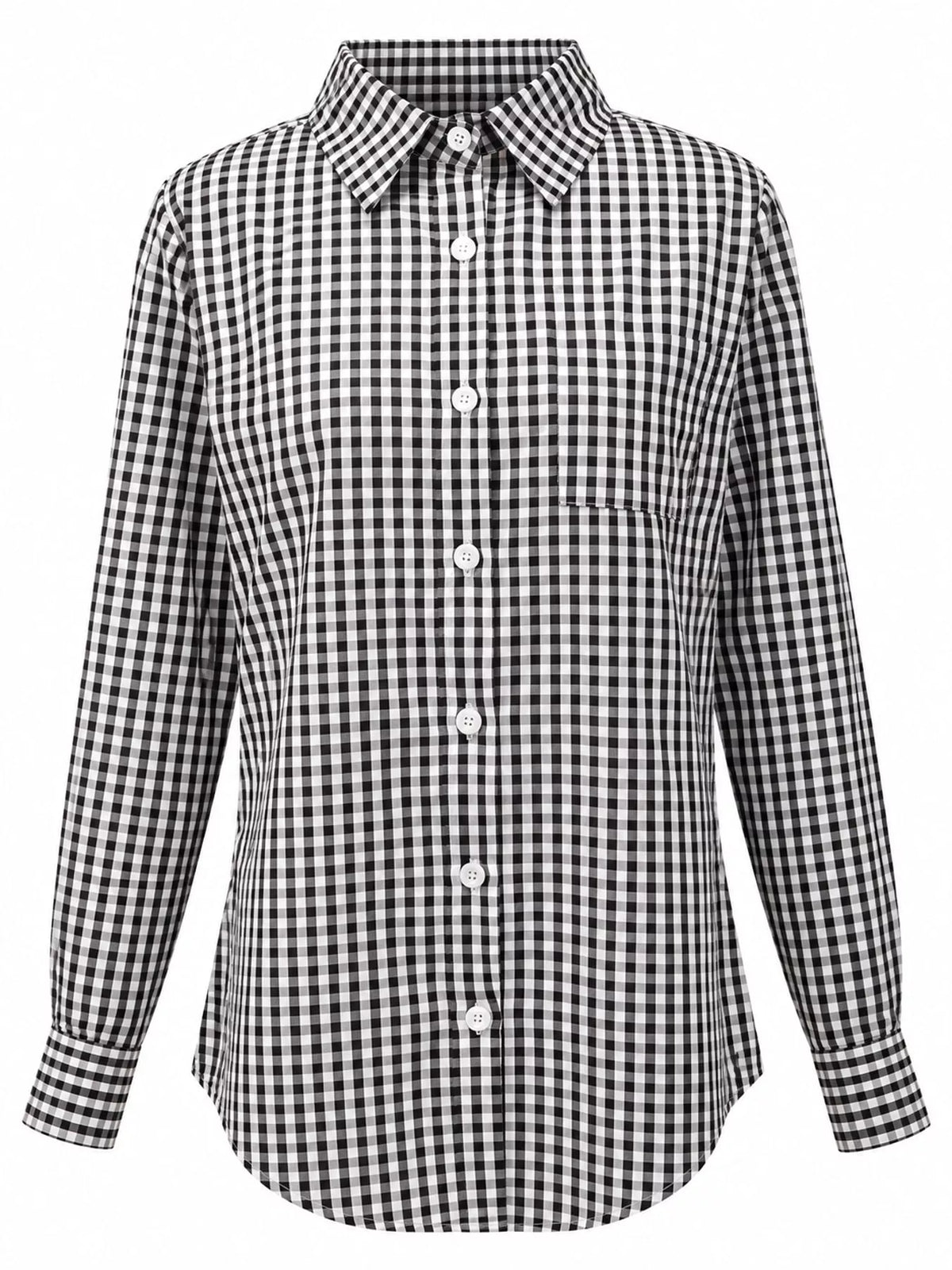 Plus Size Plaid Button-Down Long Sleeve Shirt