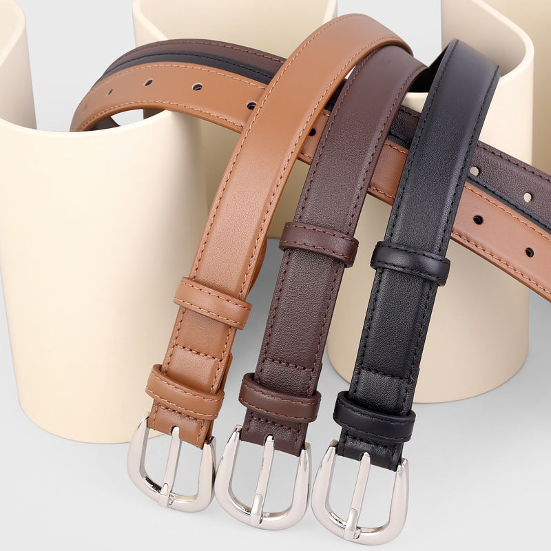 Buckle Skinny Leather Belt