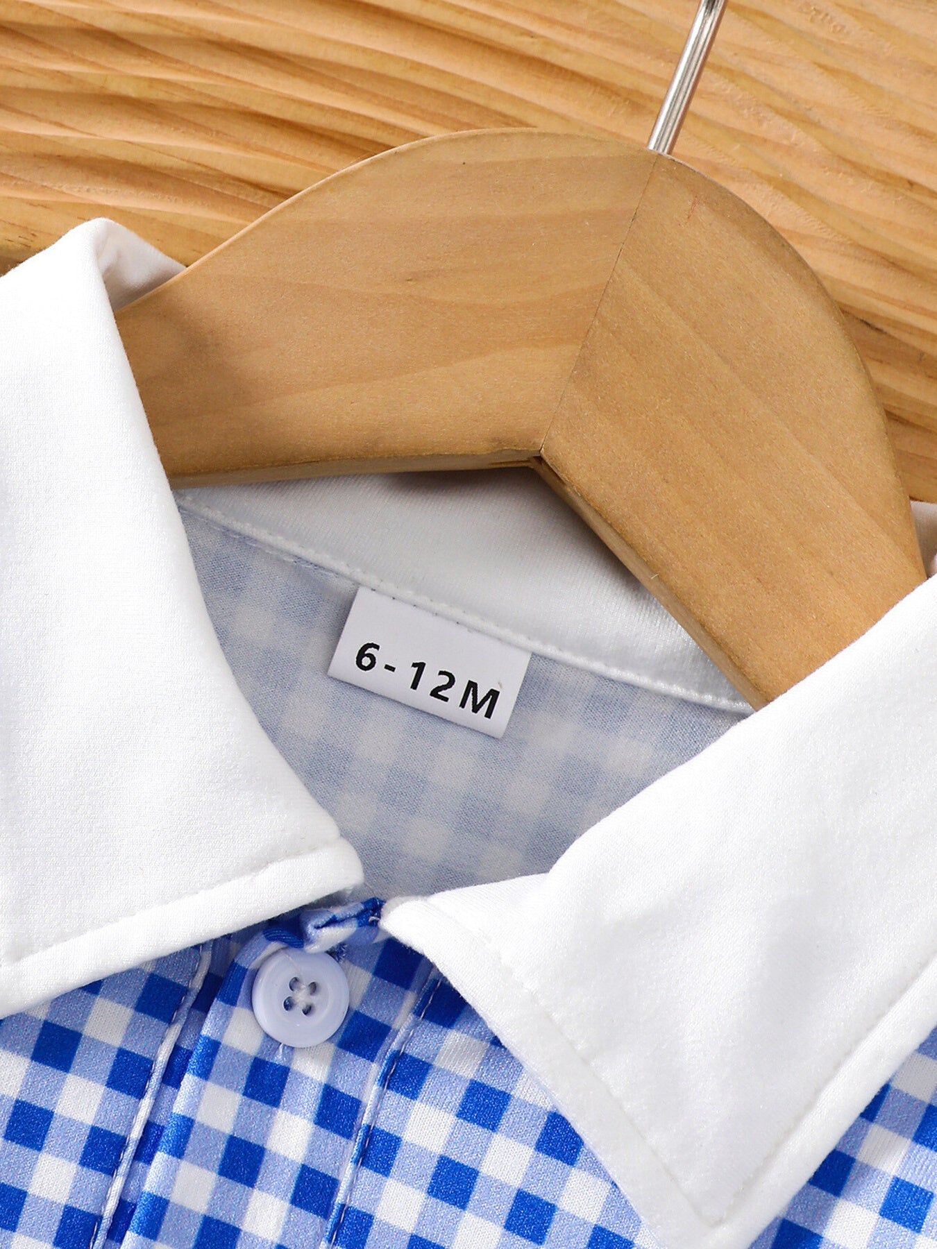 Children's Gingham Polo Collar Ruffle Hem Dress