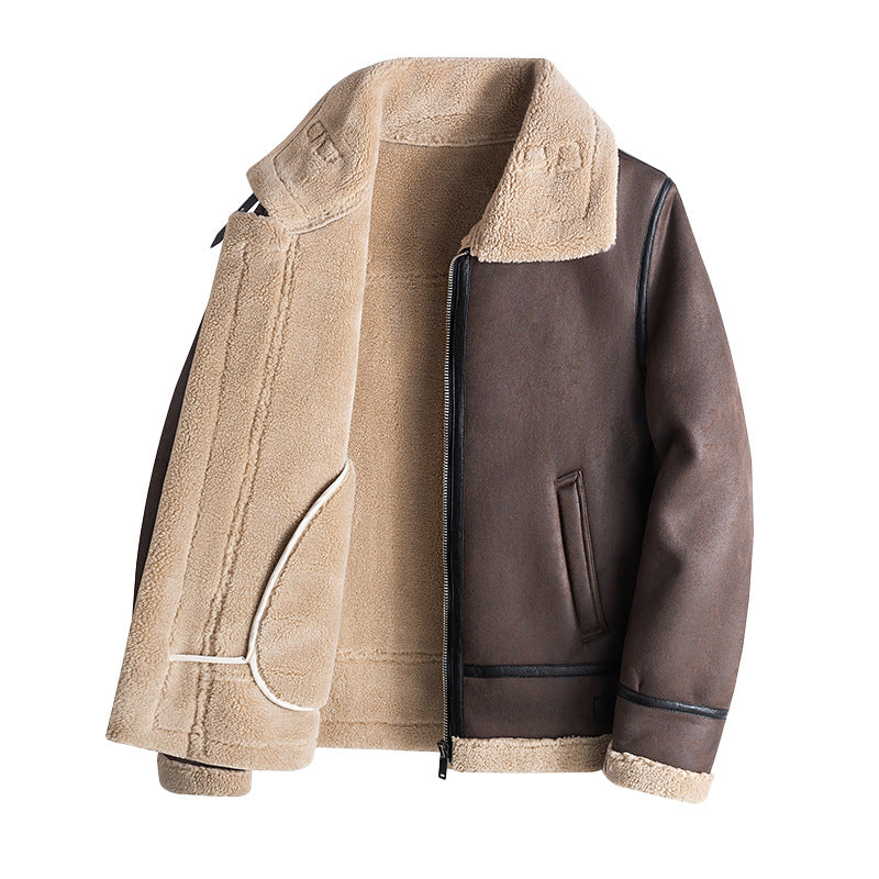 Men's Lamb Wool Coat Winter Clothing