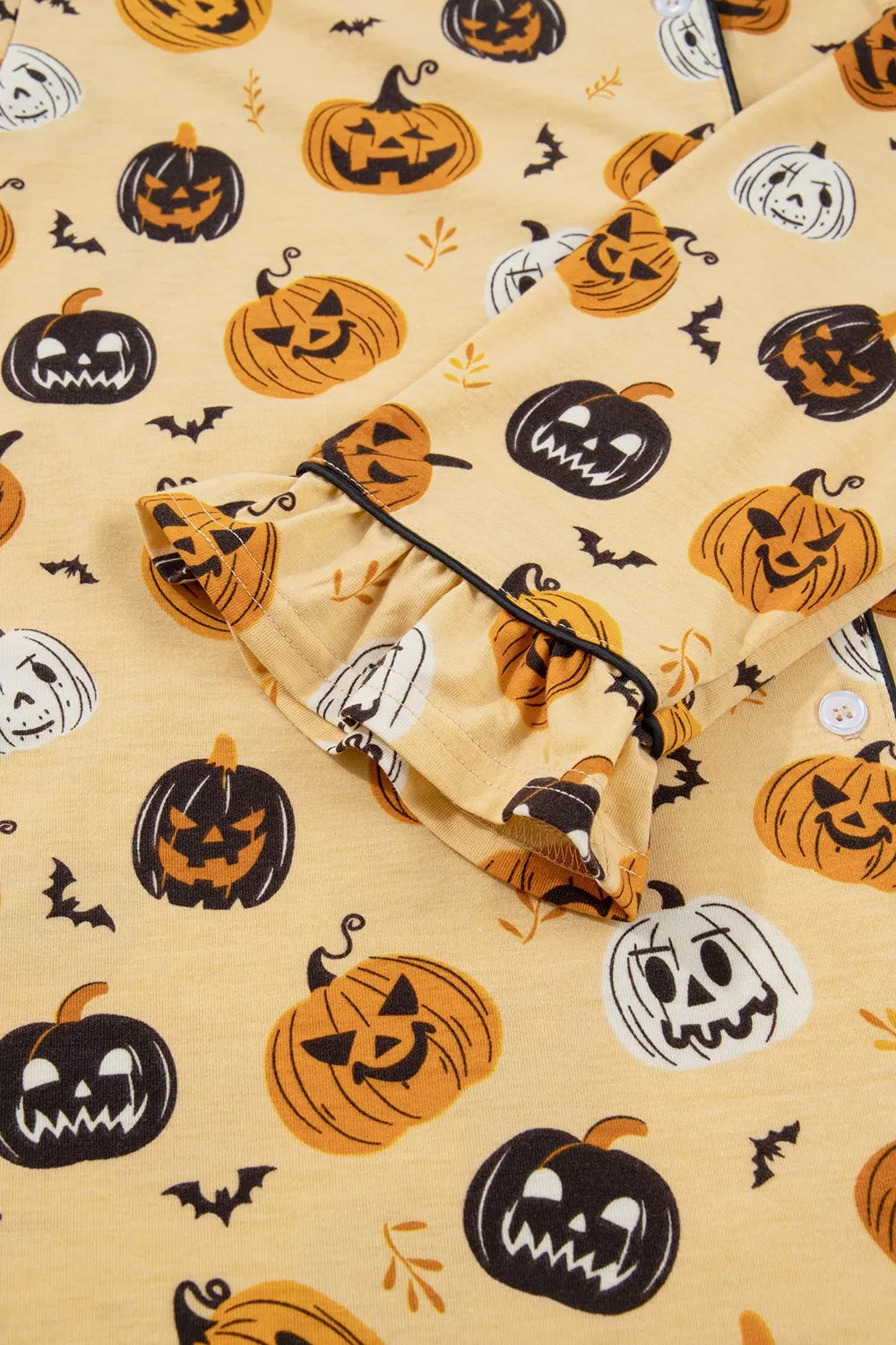Halloween Pumpkin Print Long Sleeve Two Piece Lounge Set