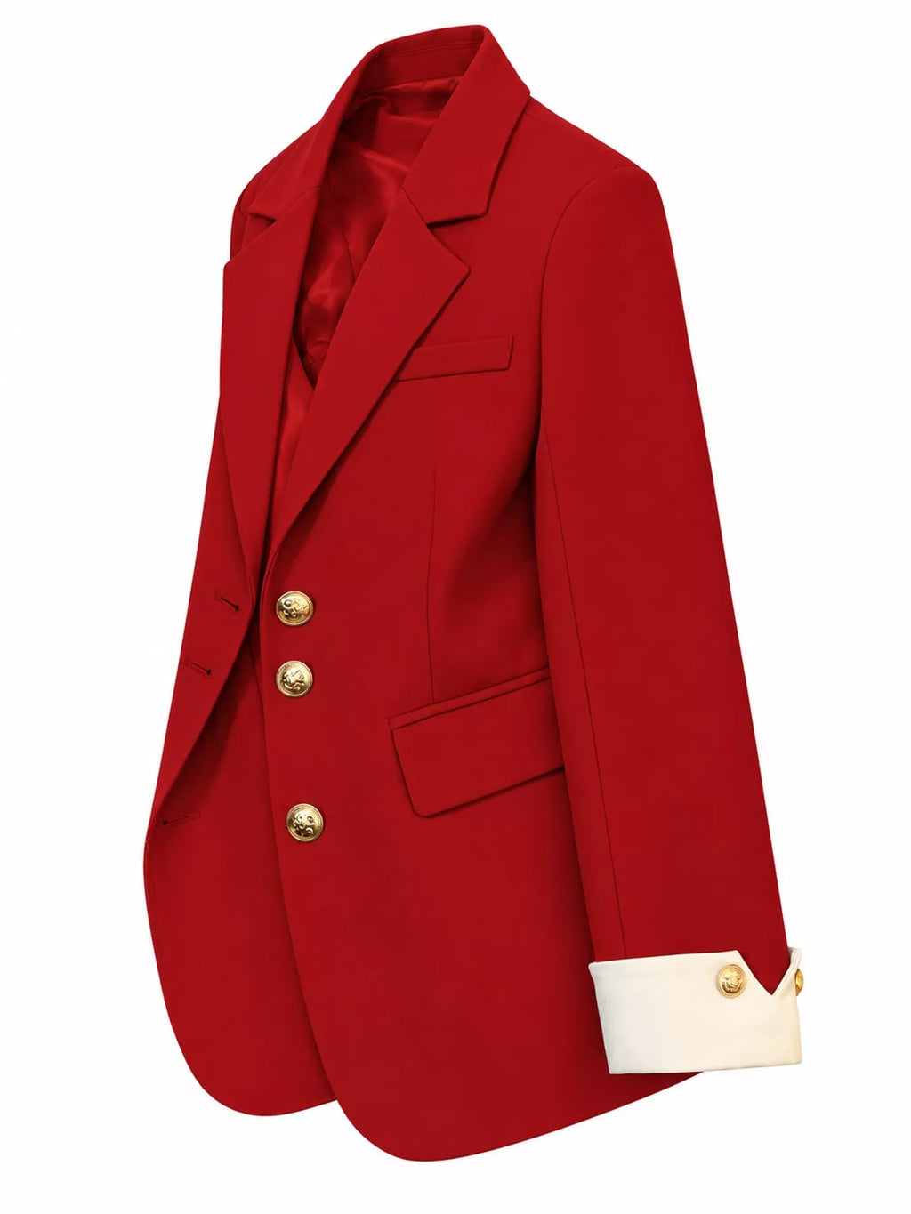 Full Size Single-Breasted Blazer with Gold Button Accents Plus Size