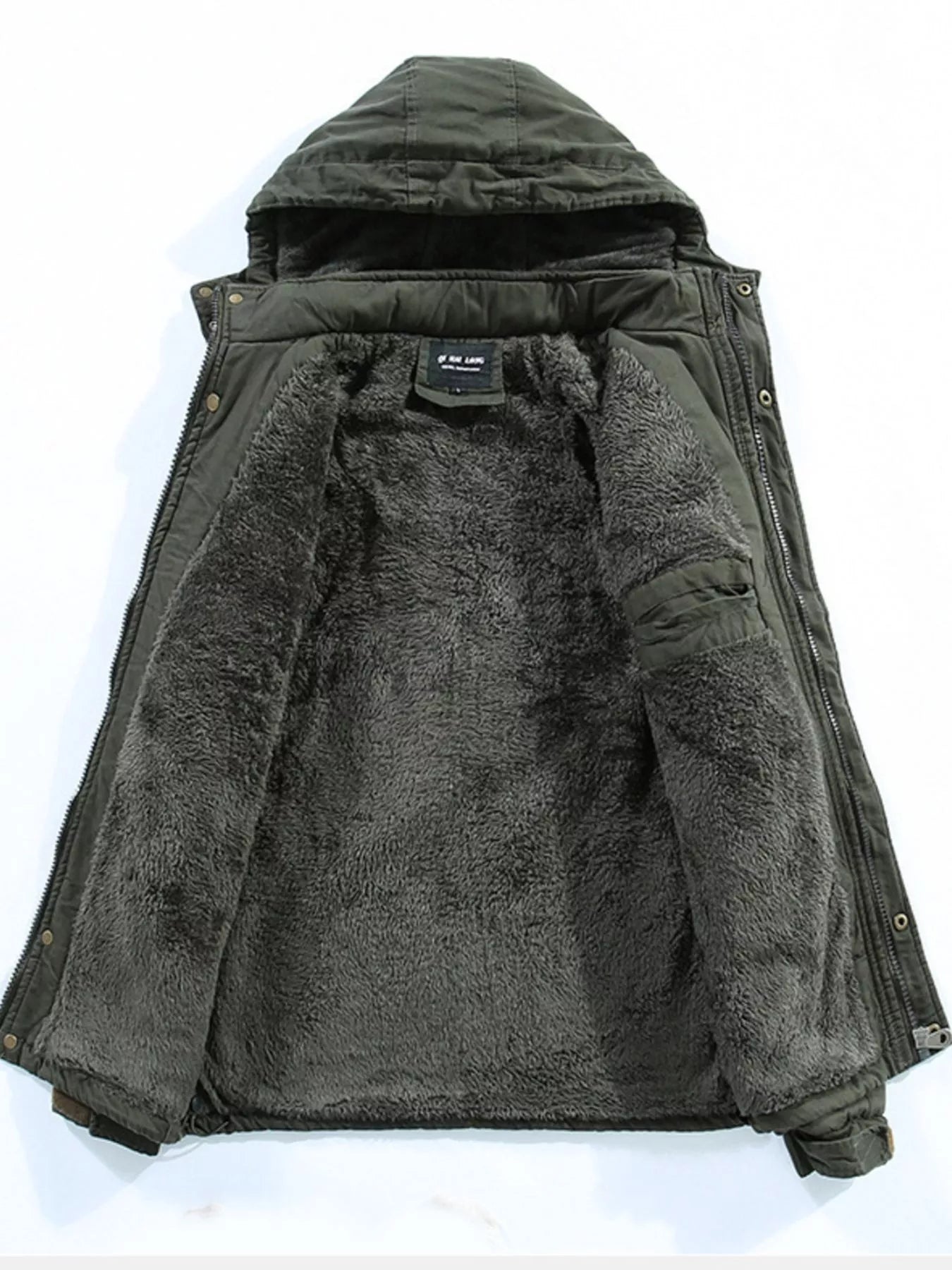 Men's Plus Size Drawstring Zip Up Hooded Jacket