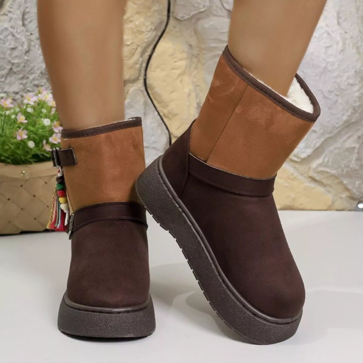 Bohemian Style Ankle Boots with Tassel Decor
