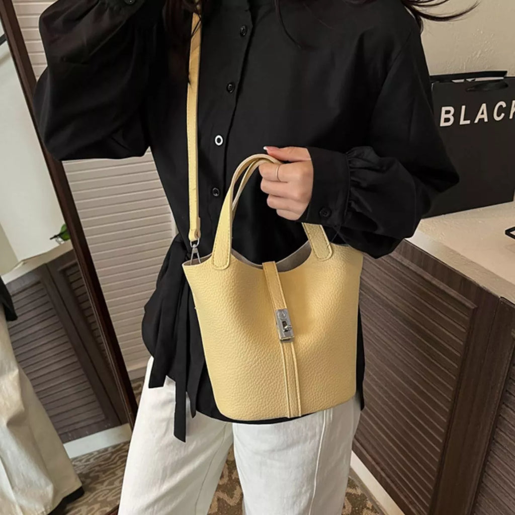 Leather Bucket Crossbody Bag