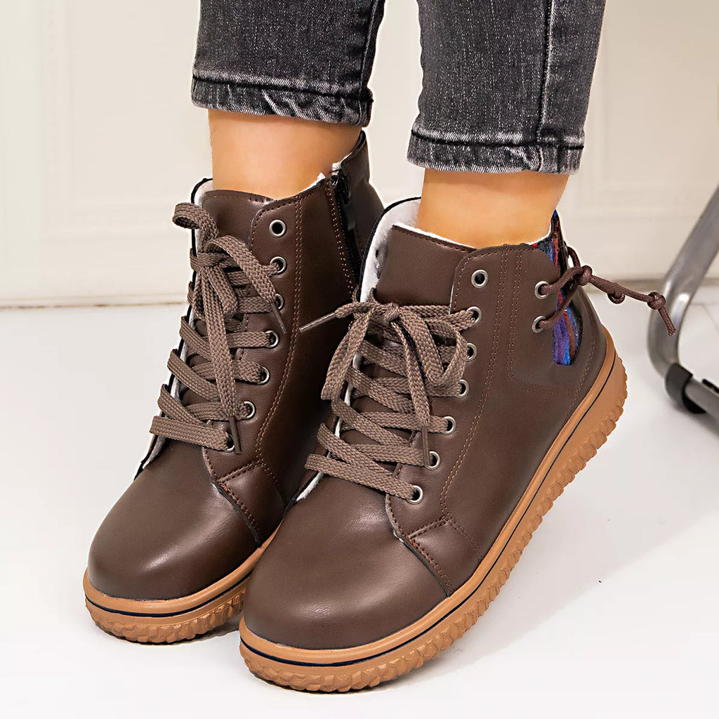 Lace-Up Ankle Boots with Zipper Detail