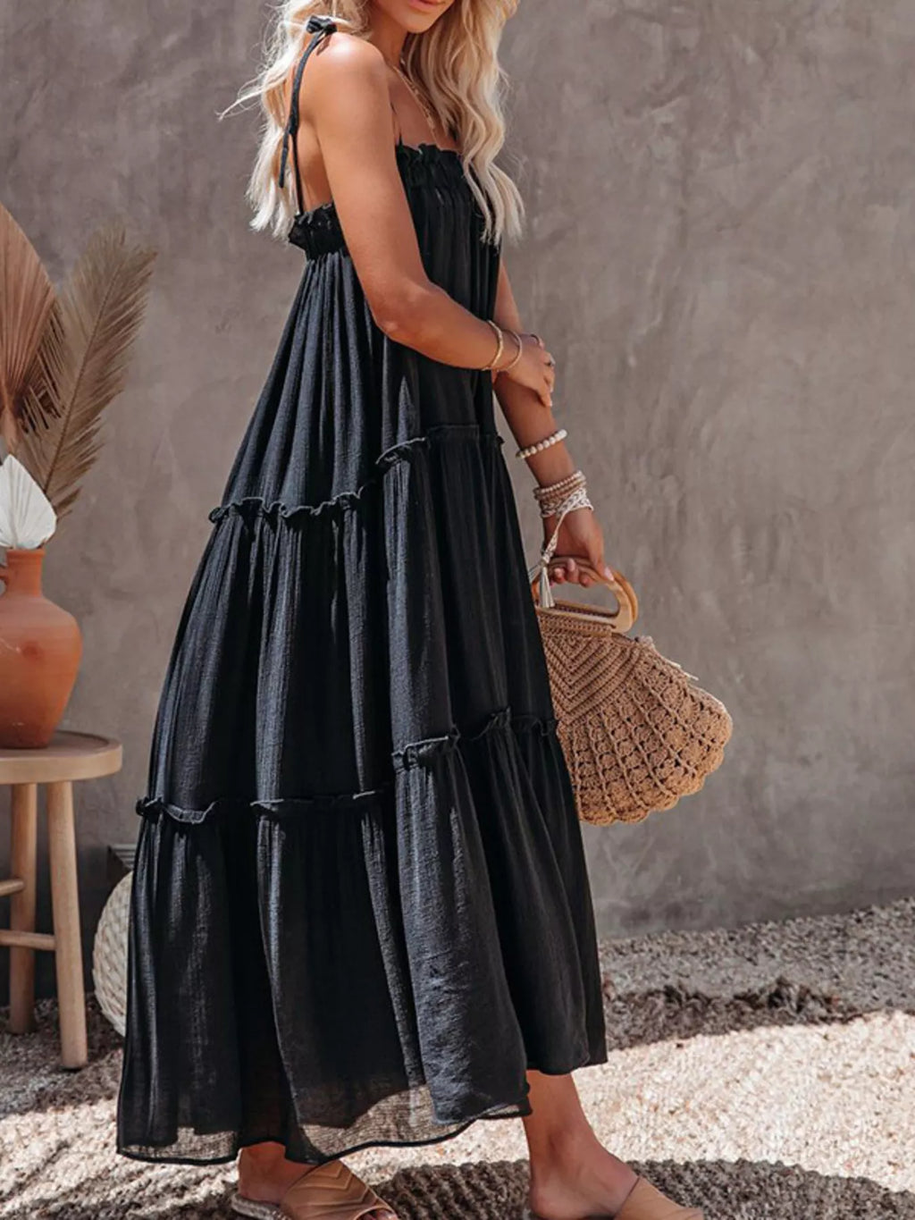 Tiered Spaghetti Strap Maxi Dress