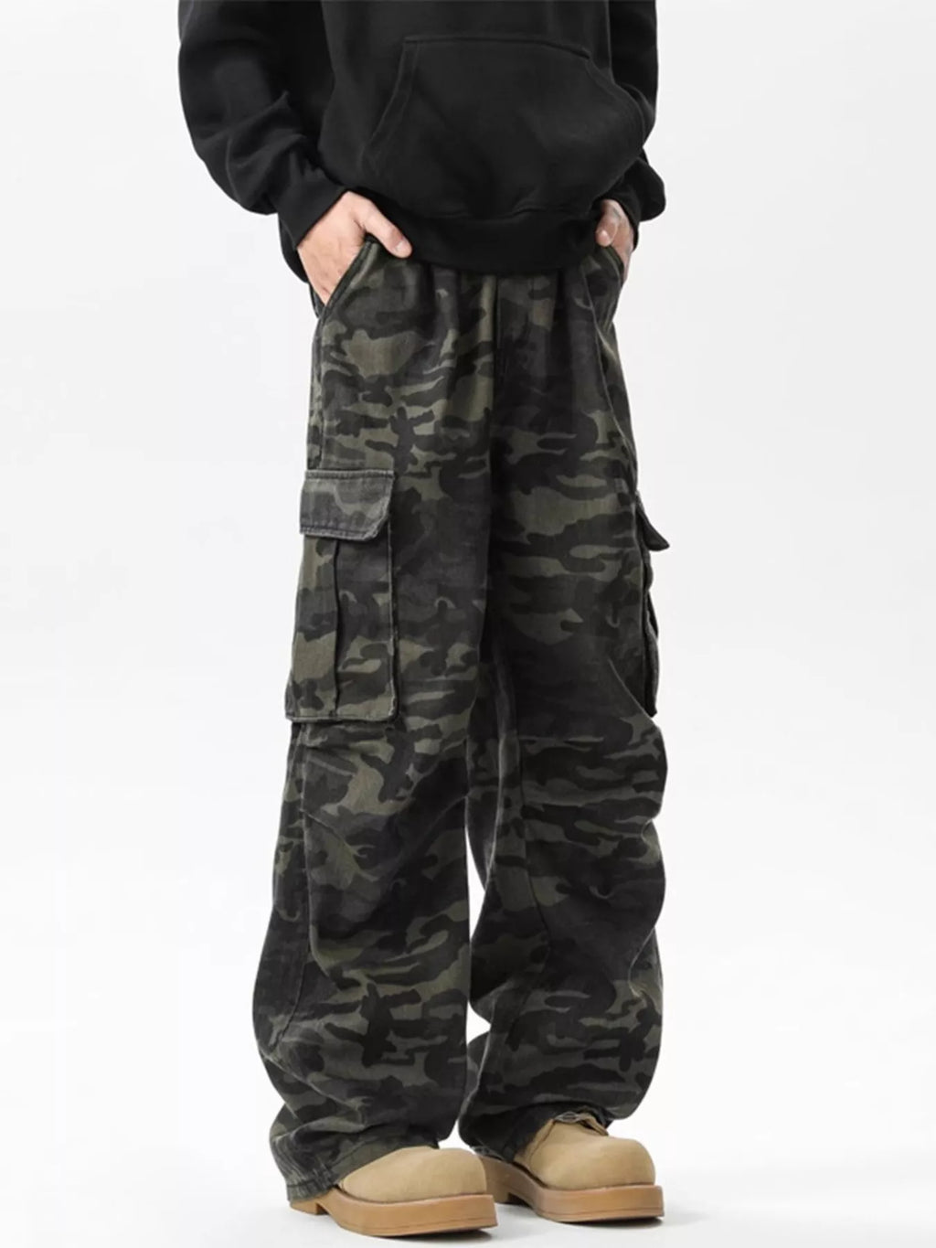 Men's Full Size Loose Fit Camouflage Cargo Pants Plus Size