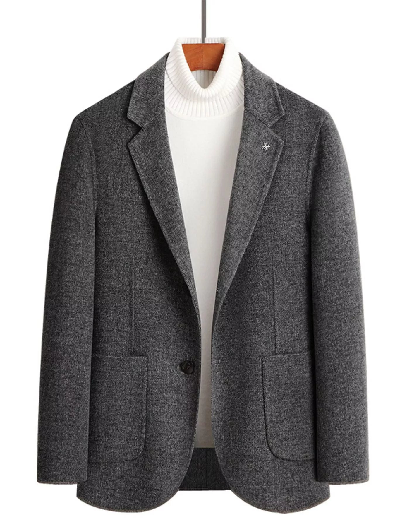 Men's Plus Size One Button Long Sleeve Blazer