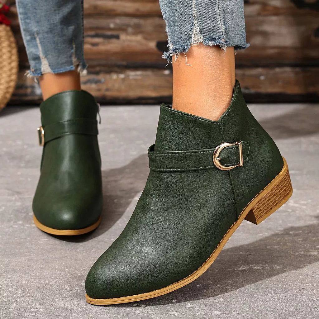 Point Toe Block Heels Boots