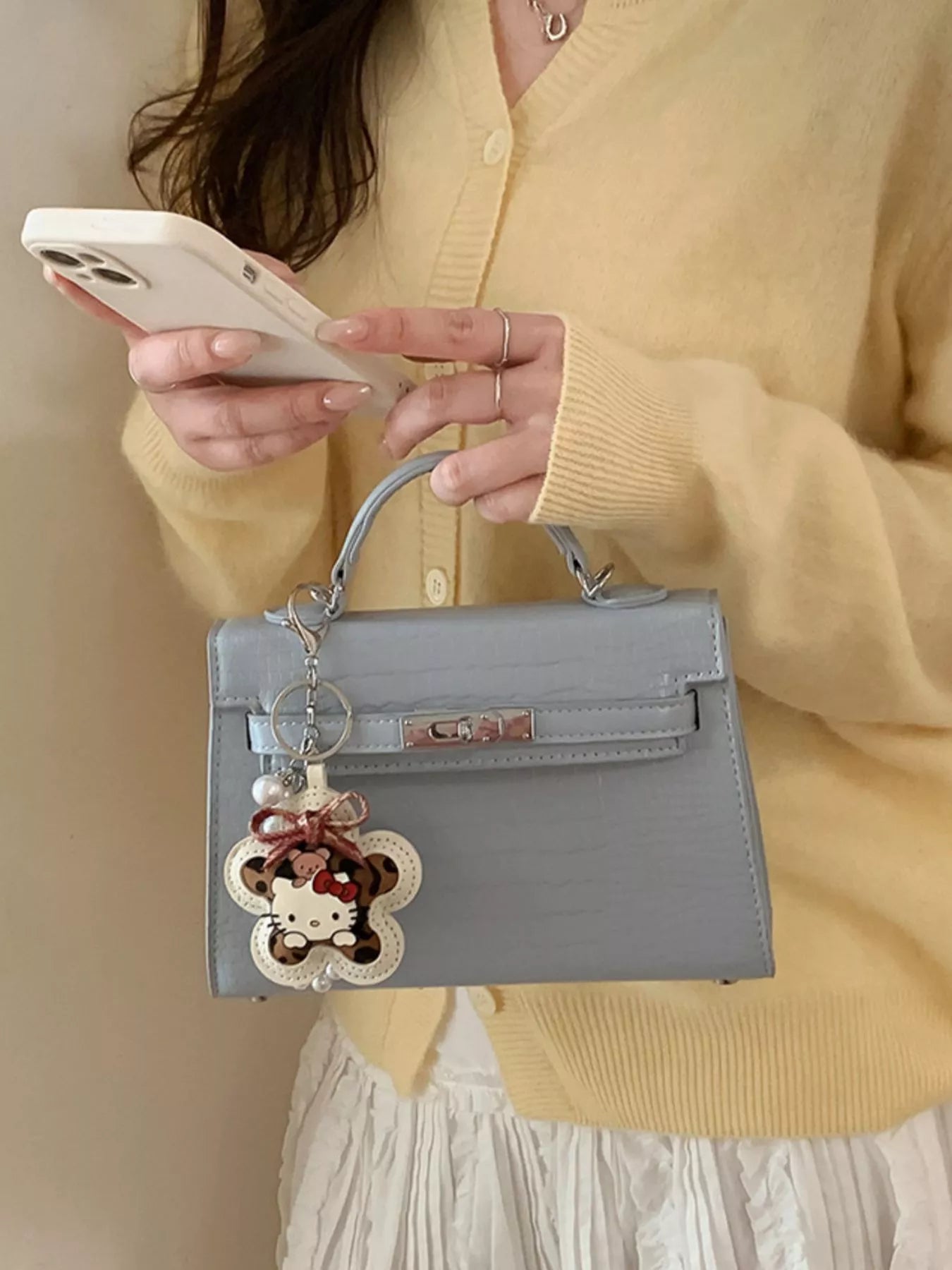 Croc-Embossed Top-Handle Crossbody Bag