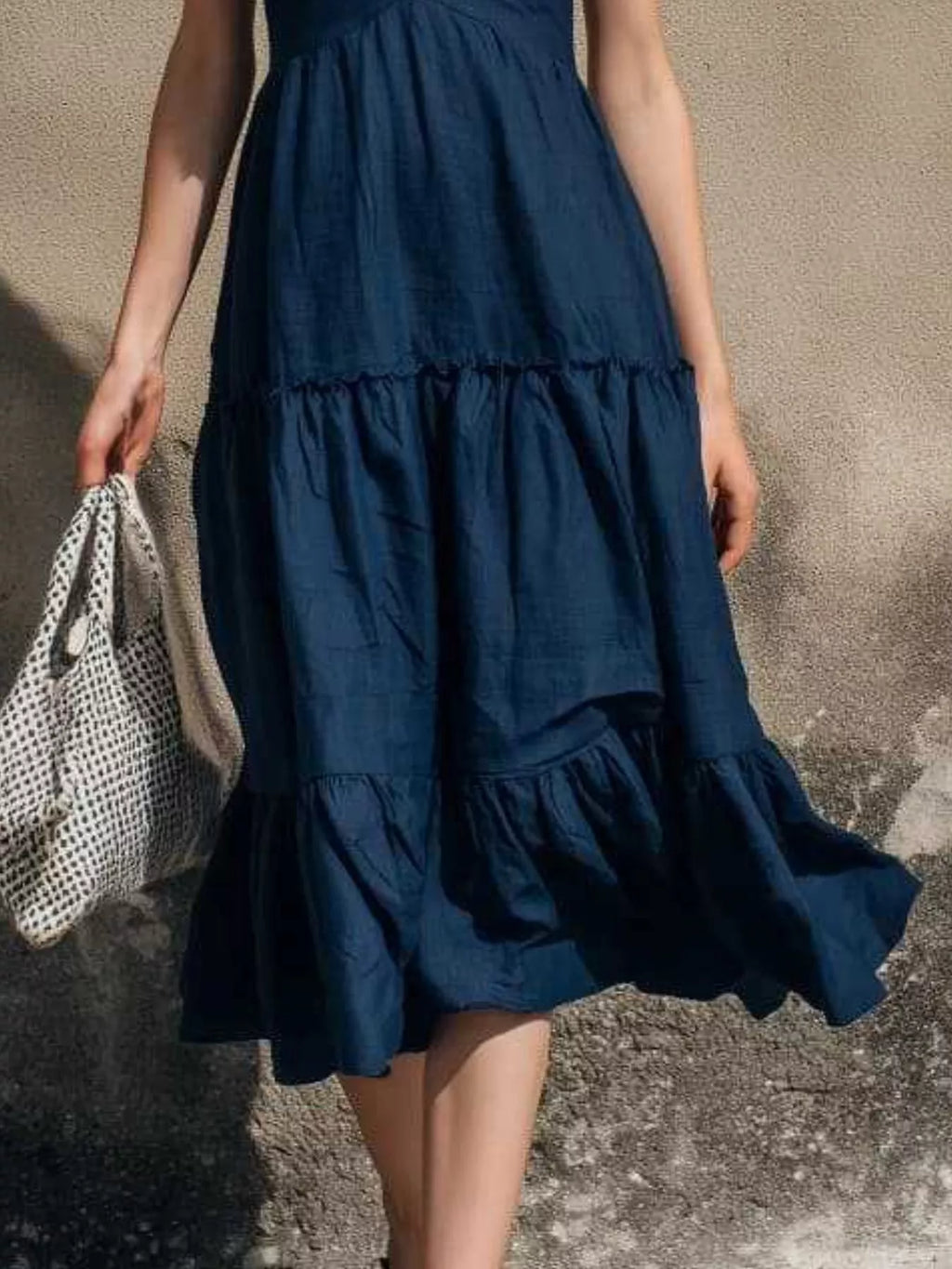 Full Size Ruffled V-Neck Tiered Midi Dress Plus Size