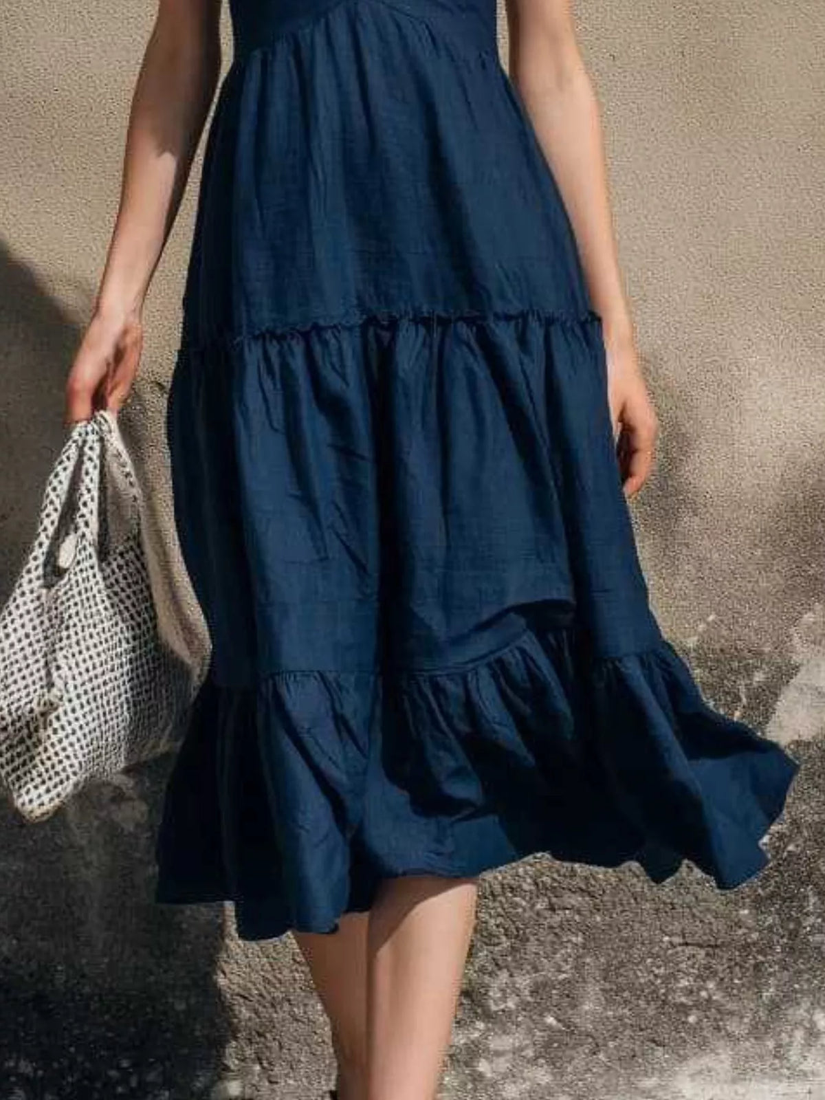 Full Size Ruffled V-Neck Tiered Midi Dress Plus Size