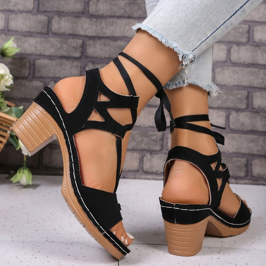 Lace-Up Block Heel Sandals