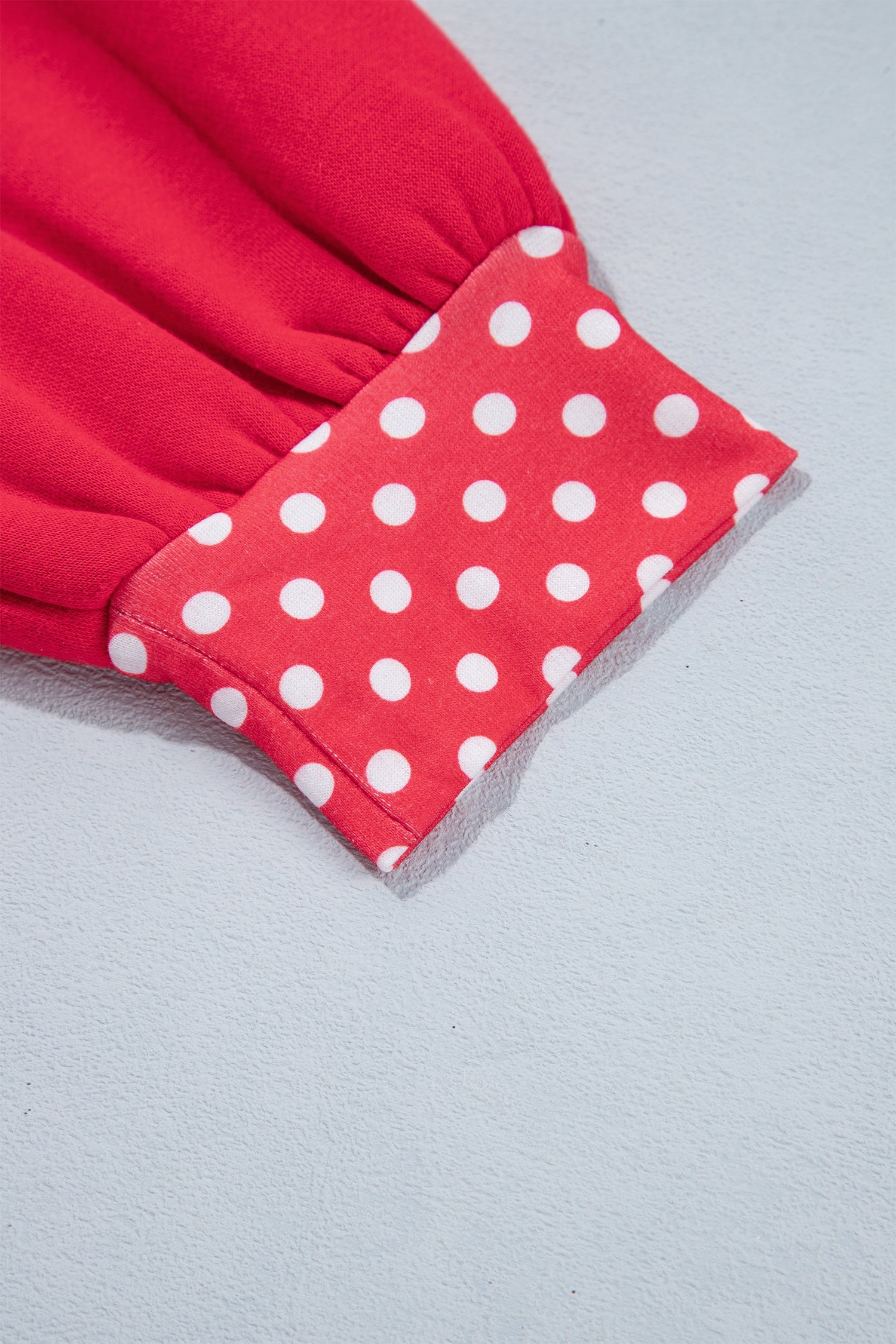 Brown Colorblock Polka Dot Contrast Trim Oversized Sweatshirt