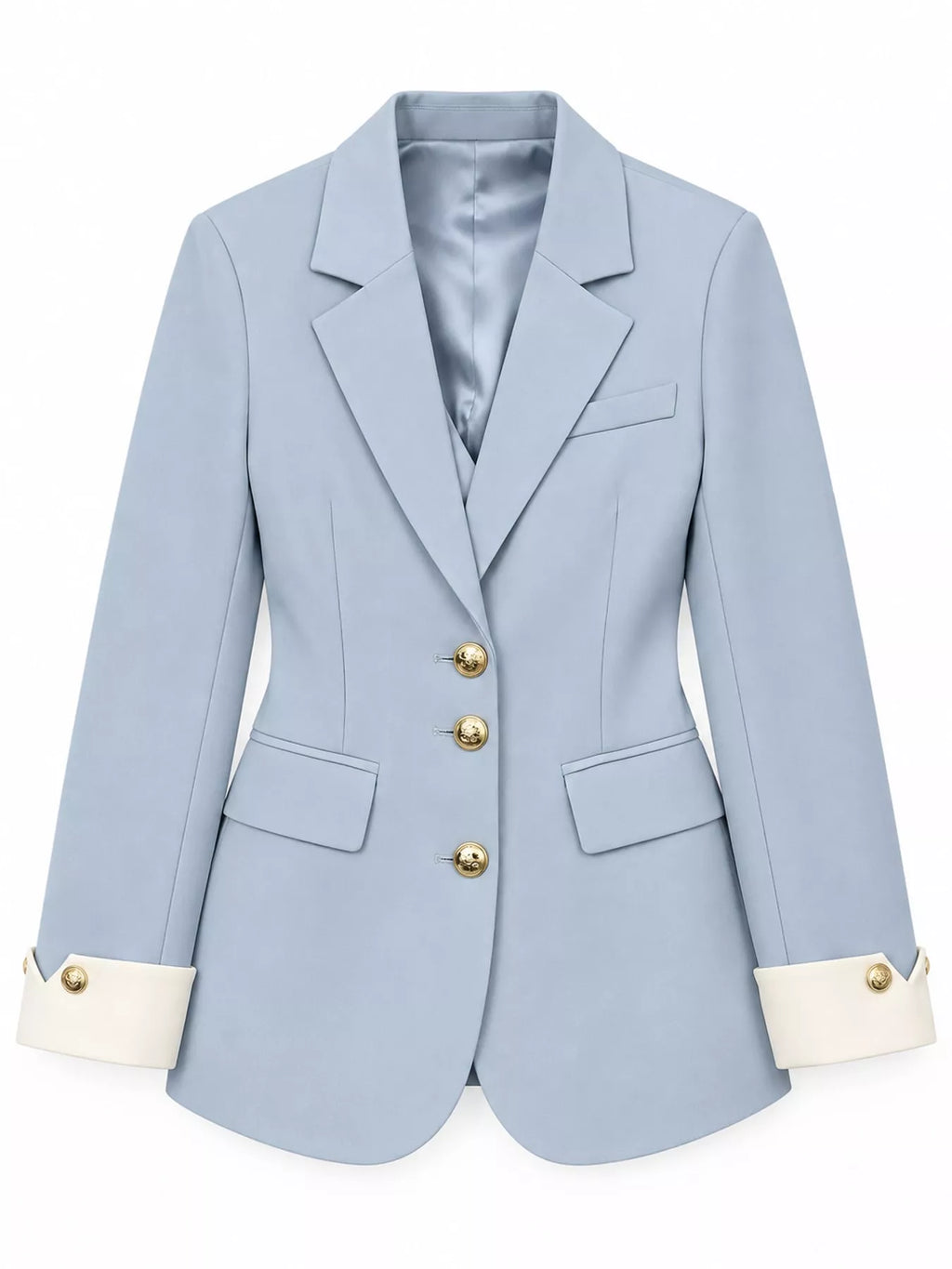 Full Size Single-Breasted Blazer with Gold Button Accents Plus Size