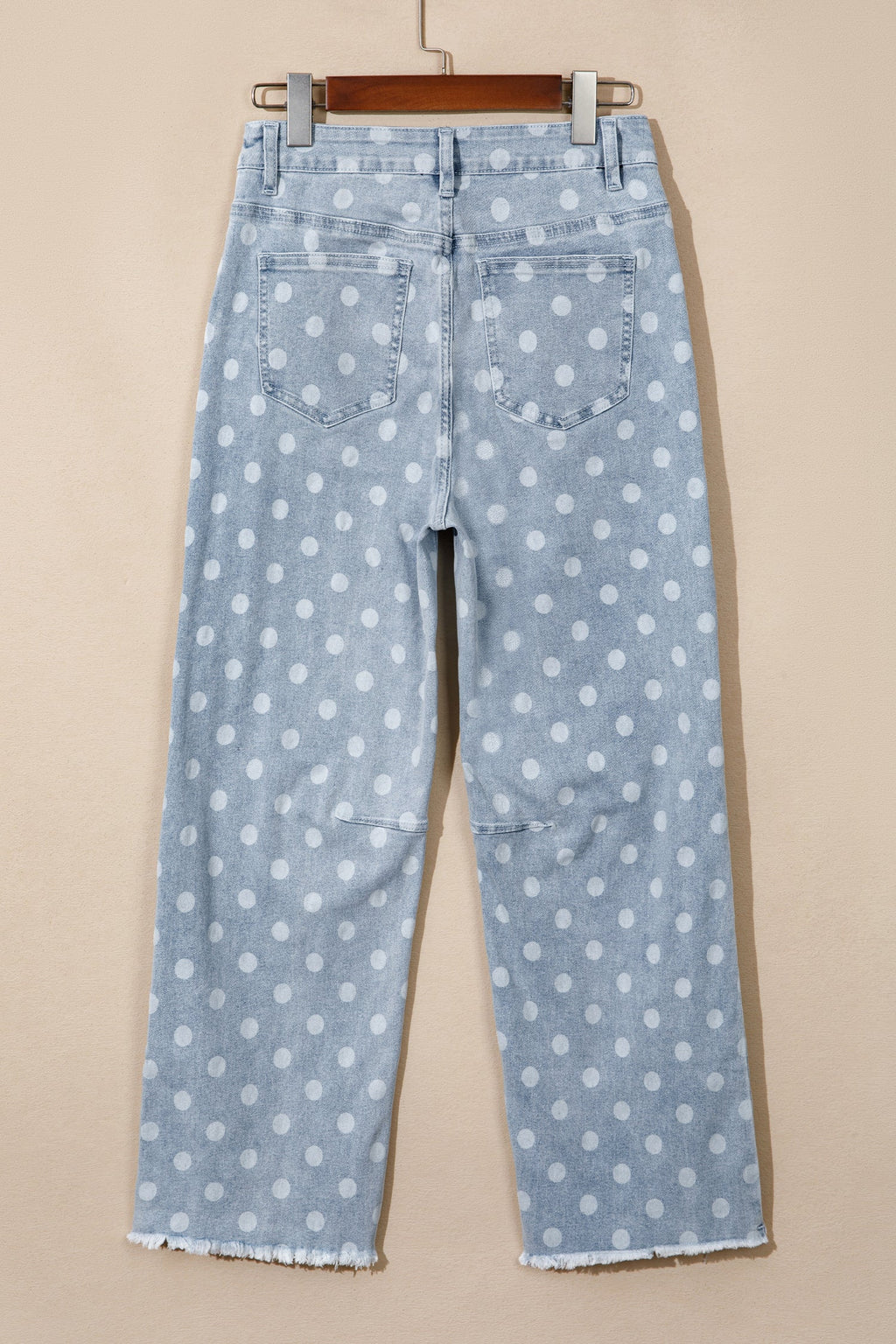 Sky Blue Polka Dot Casual Slim Fit Jeans