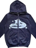 Full Size Letter Graphic Zip Up Hoodie Plus Size
