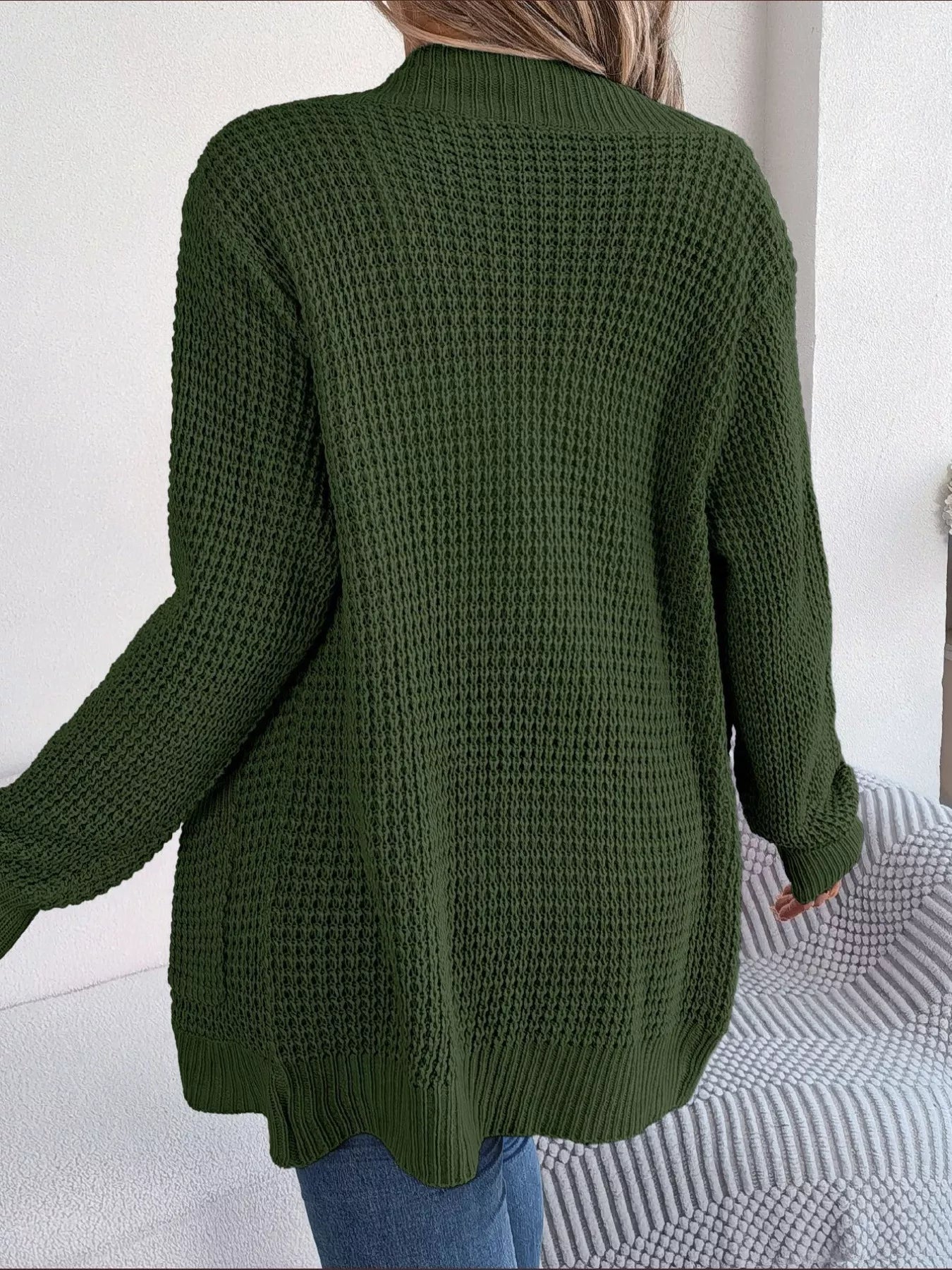 Chunky Knit Open Front Cardigan with Pockets