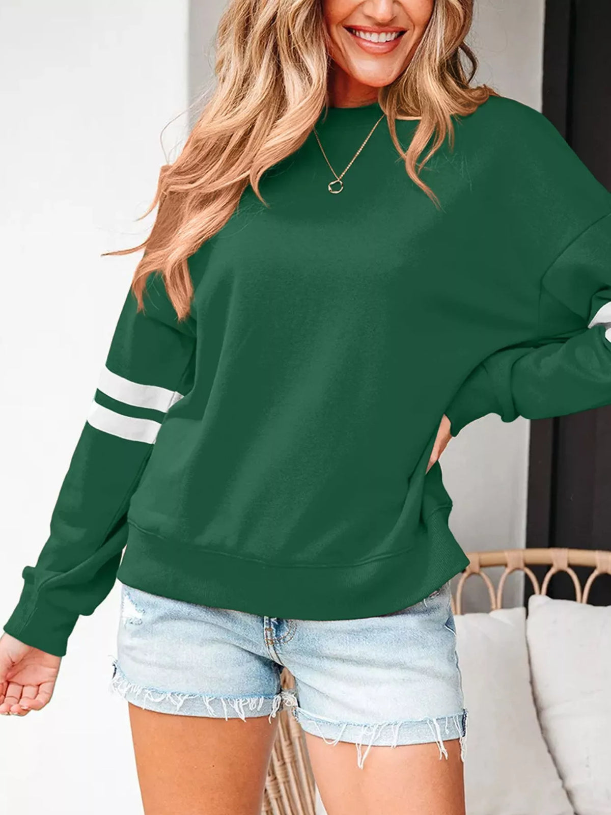 Striped Dropped Shoulder Sweatshirt
