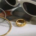 18K gold ring with triangular notch design, simple and unique ring