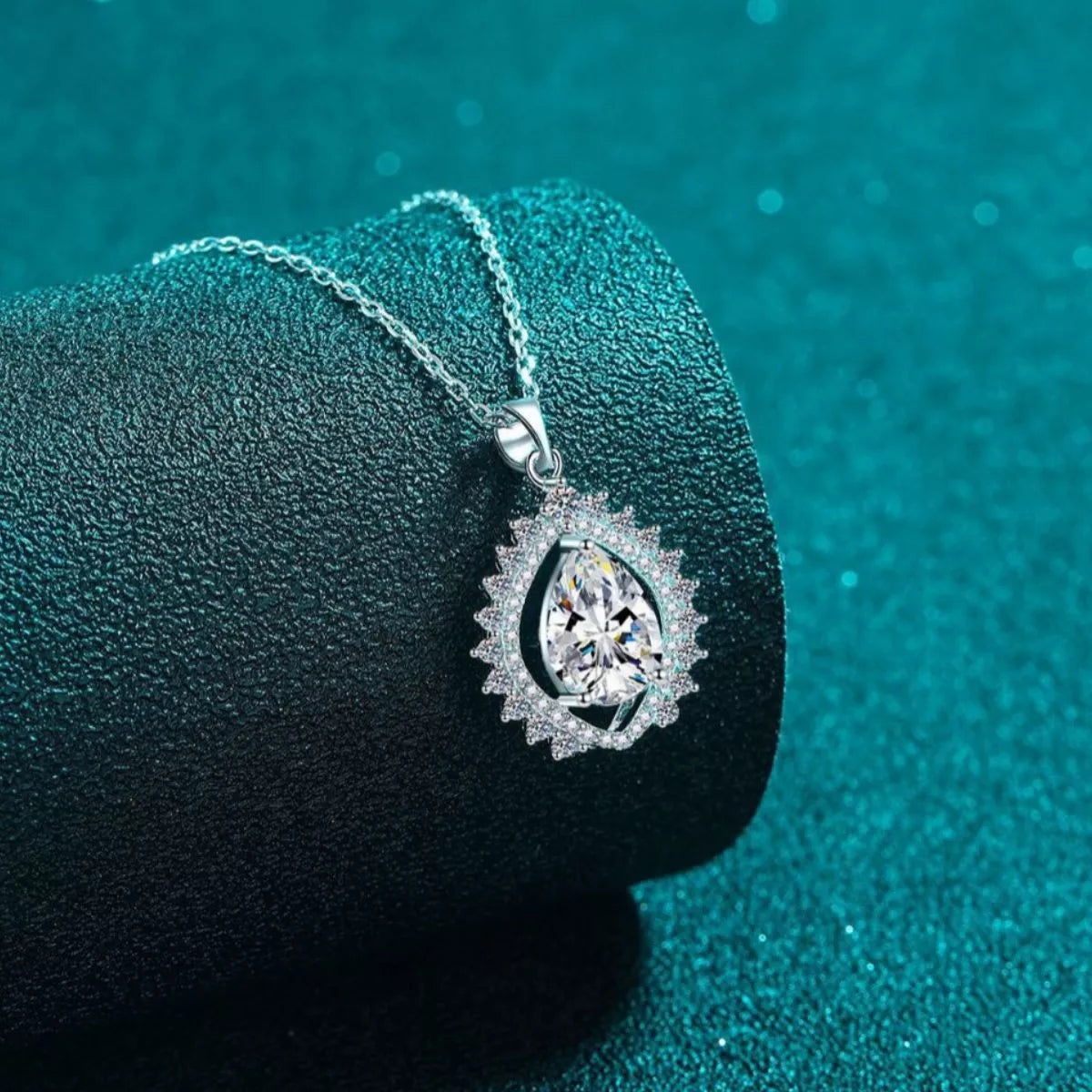 3 Carat 925 Sterling Silver Moissanite Teardrop Necklace
