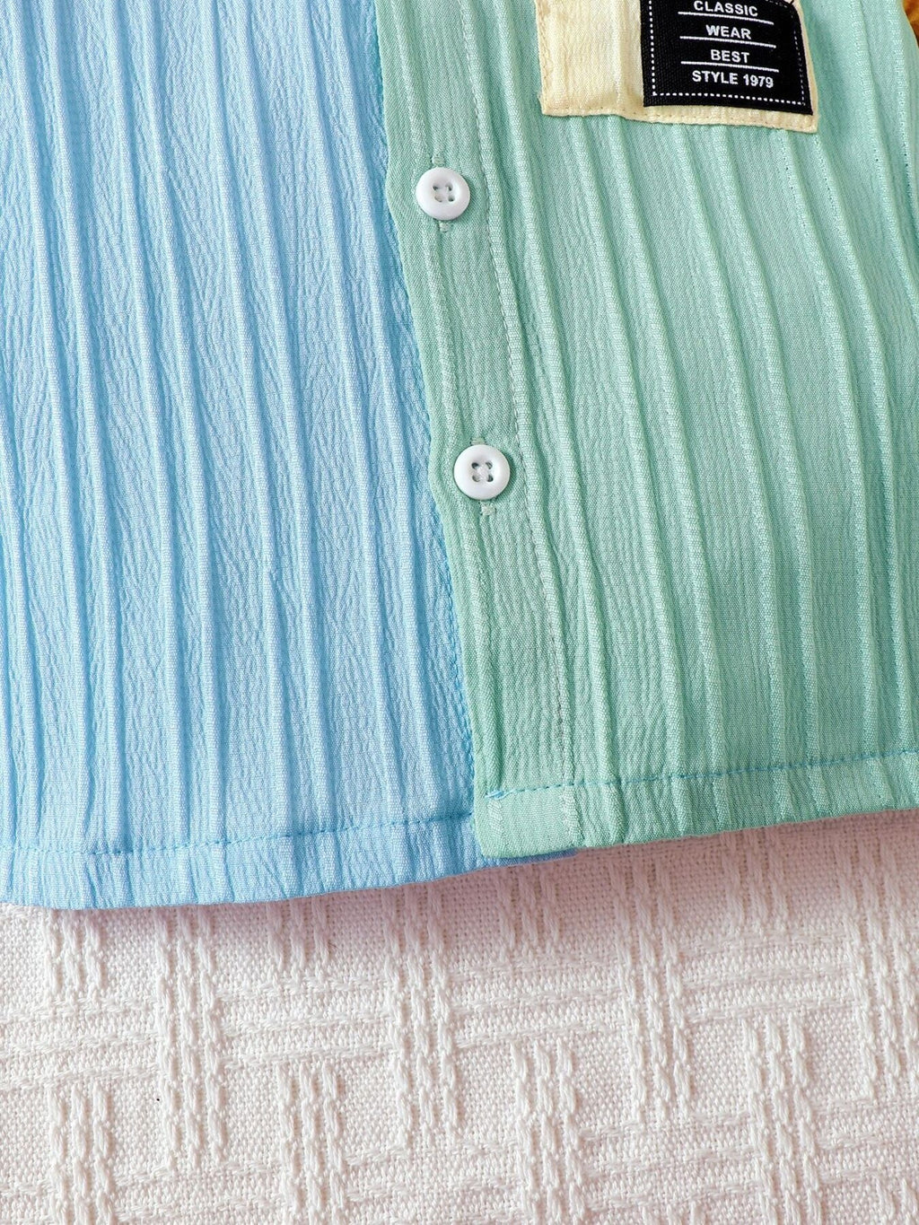 Children's Color Block Shirt and Shorts Set