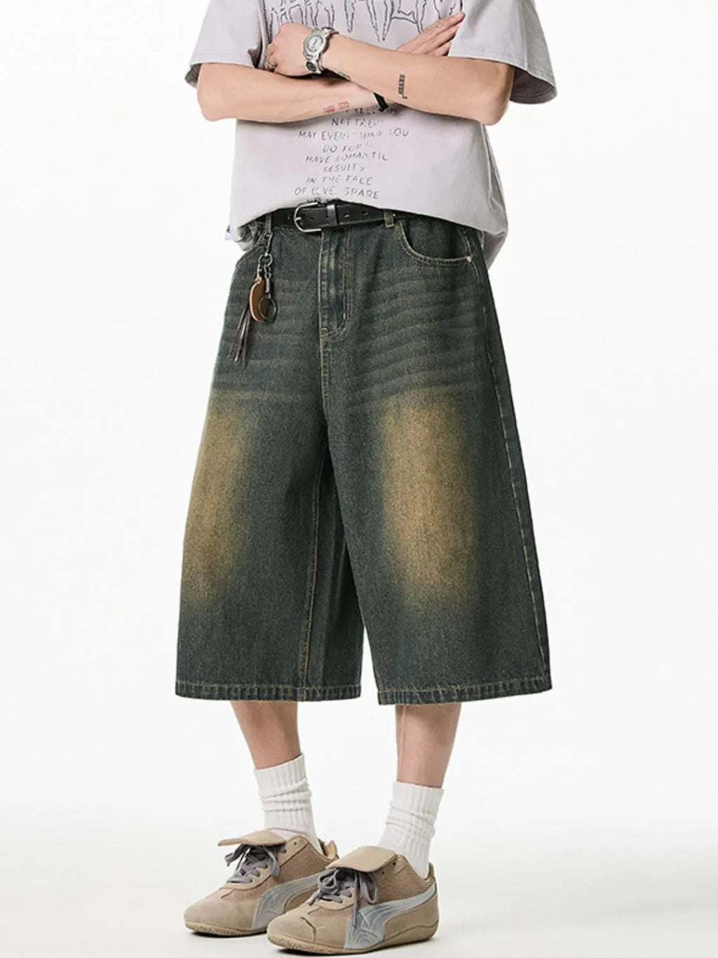 Men's Plus Size Pocketed Denim Shorts