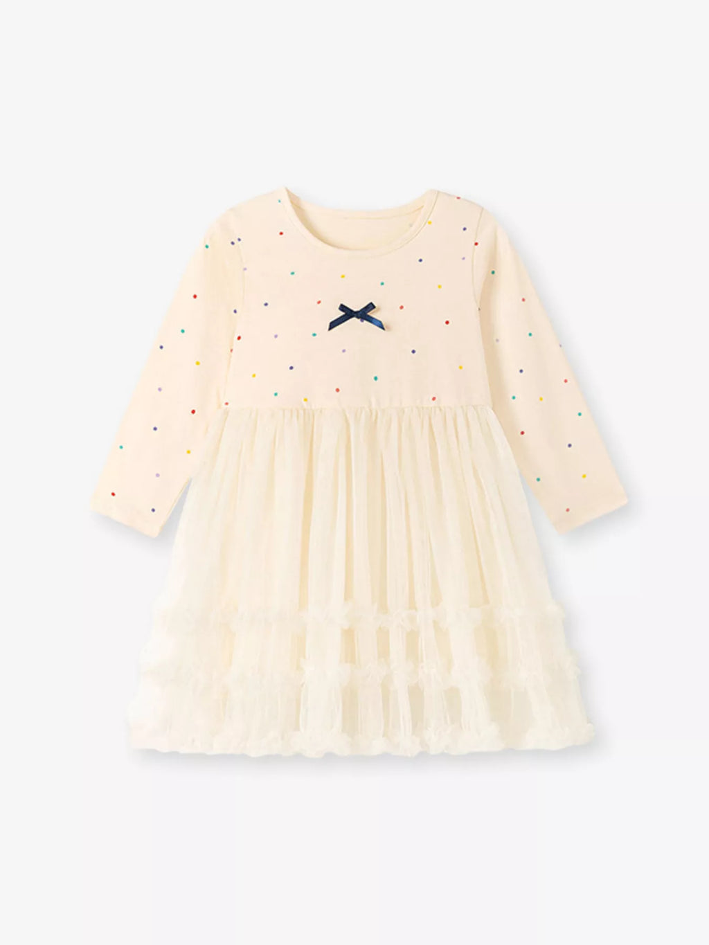Children's Tulle Dress with Polka Dots and Bow Detail