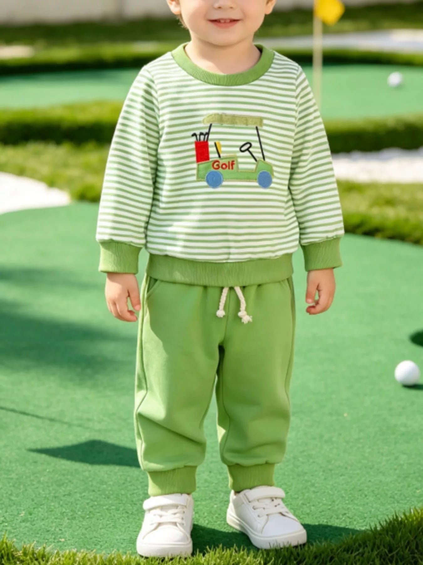 Children's Golf Cart Striped Top and Pants Set
