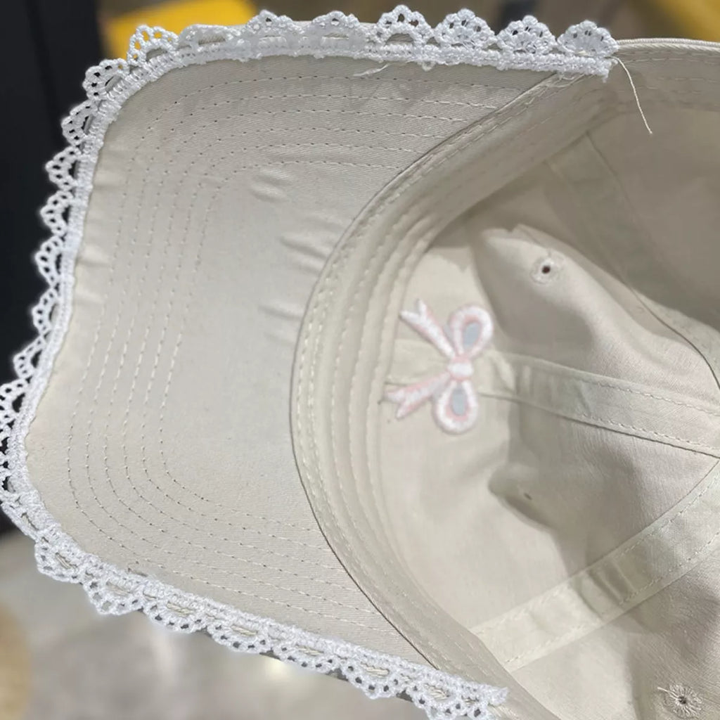 Lace Detail Bow Baseball Cap