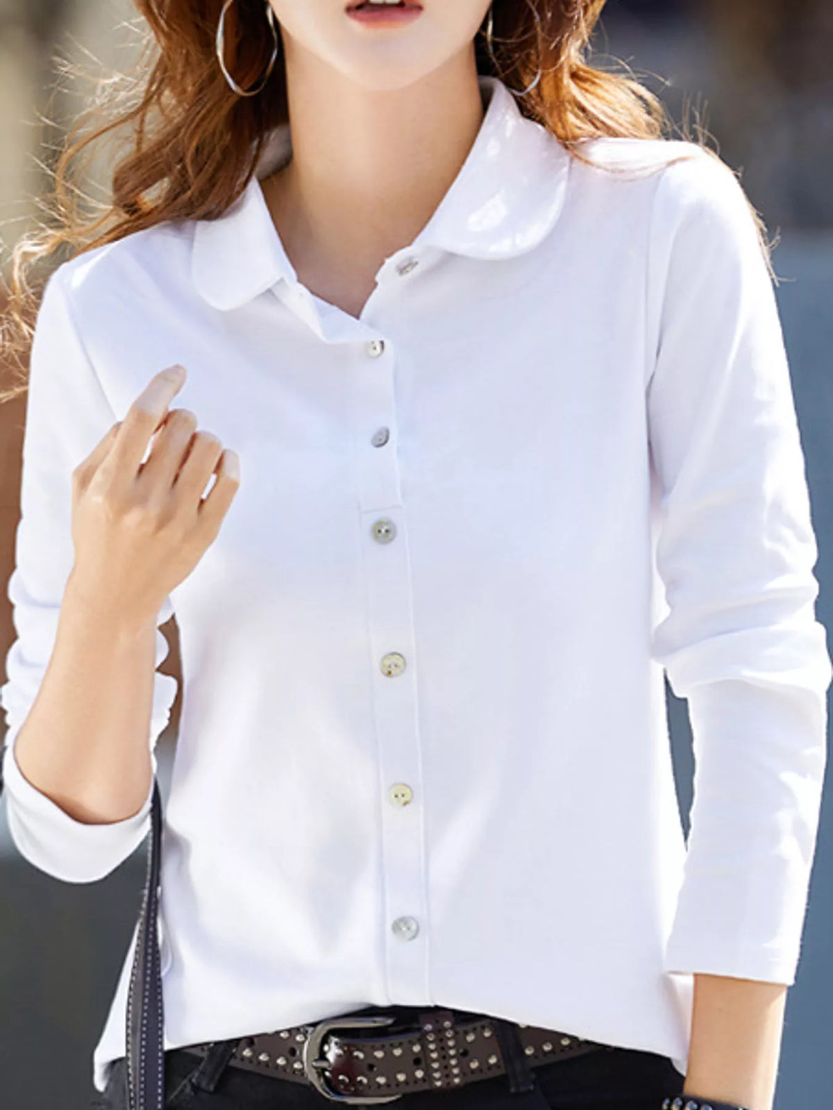 Full Size Button-Down Long Sleeve Shirt Plus Size