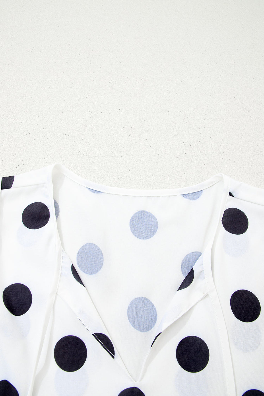 White Polka Dot Print Flutter Sleeve Striped Patchwork Babydoll Blouse