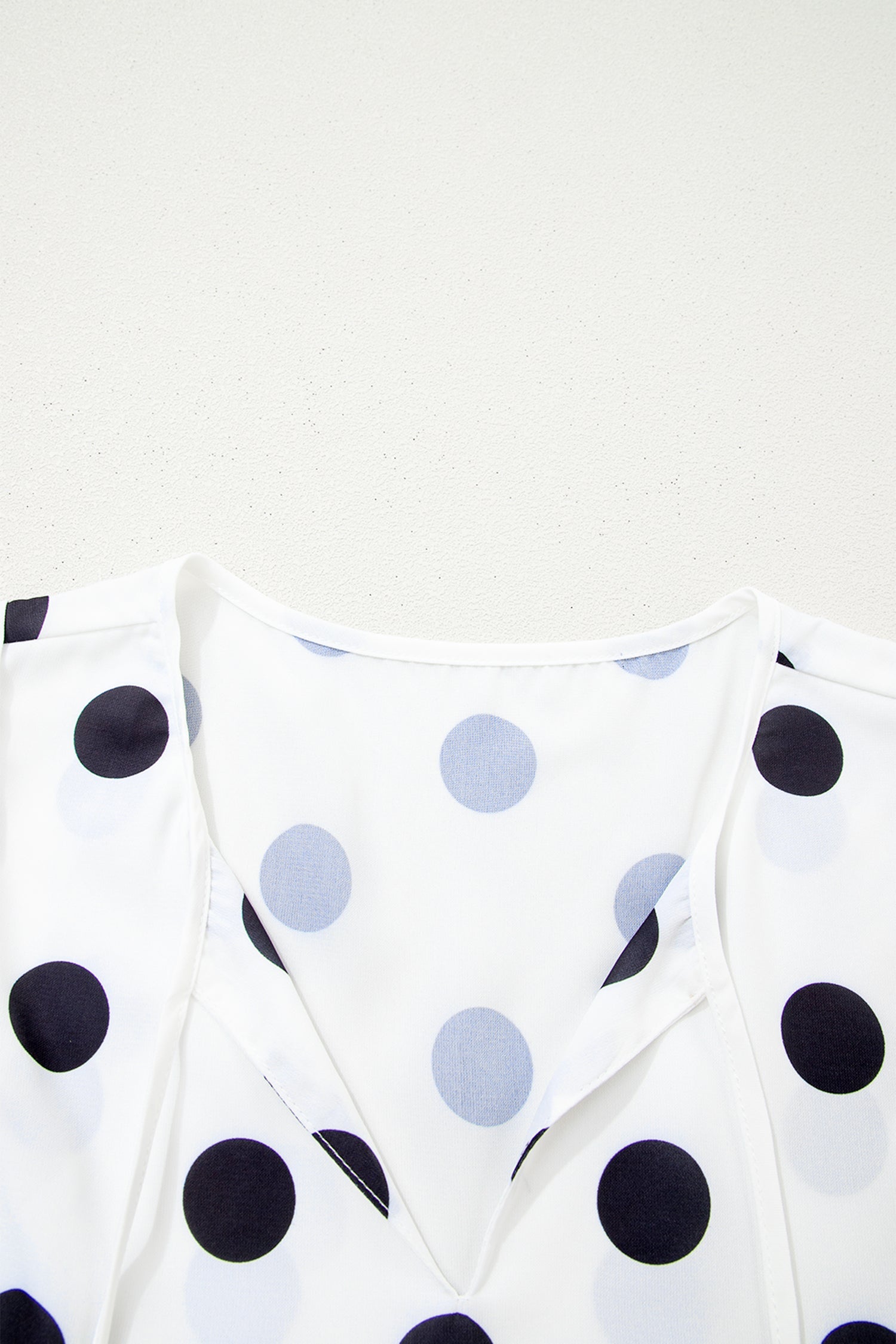 White Polka Dot Print Flutter Sleeve Striped Patchwork Babydoll Blouse