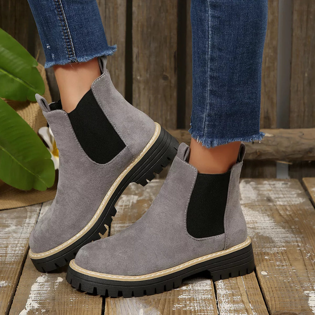 Round Toe Block Heels Boots