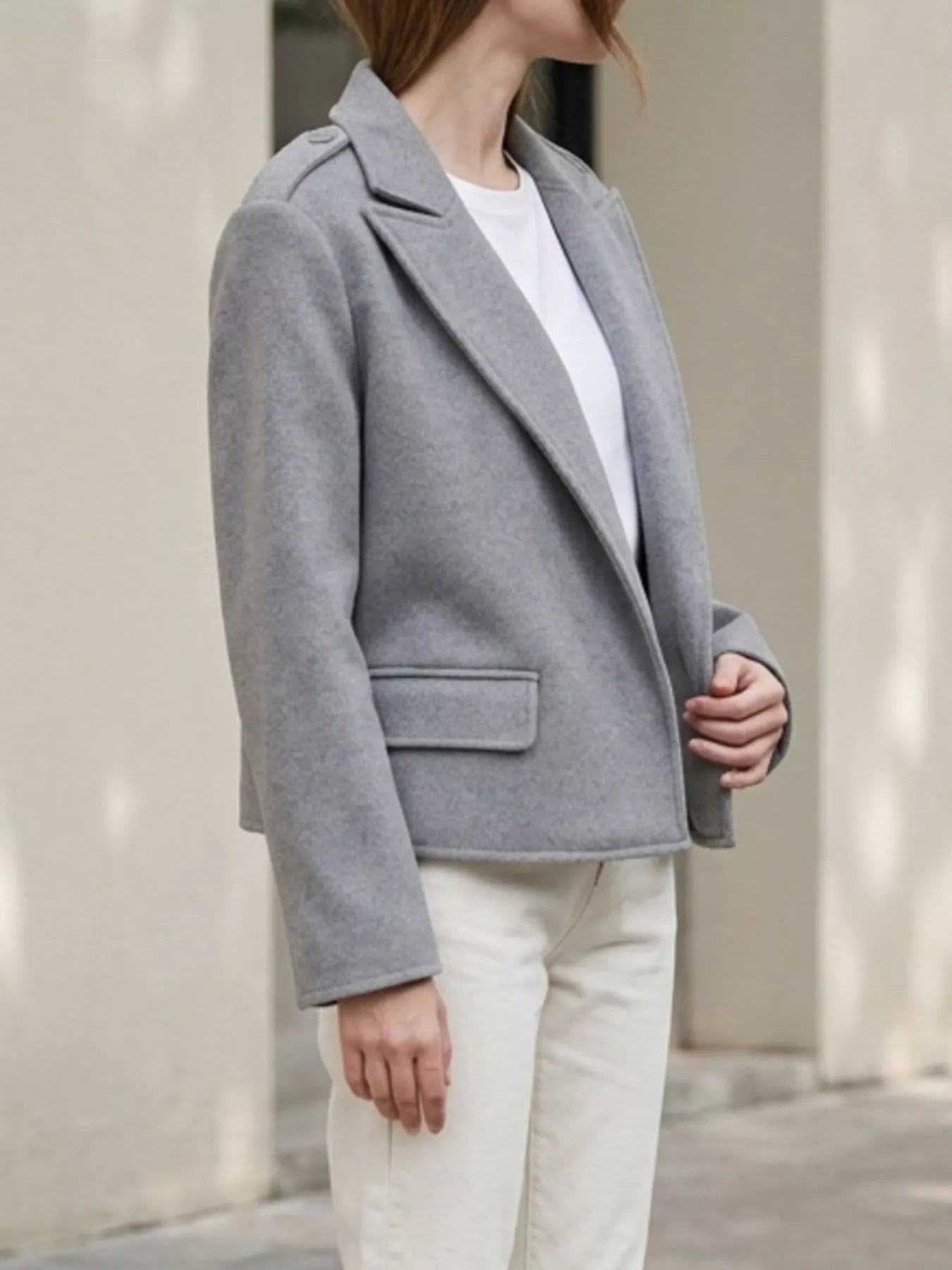 Lapel Collar Cropped Outerwear
