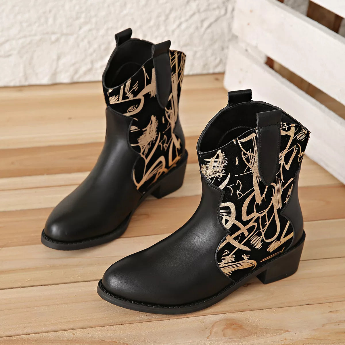 Point Toe Block Heels Boots