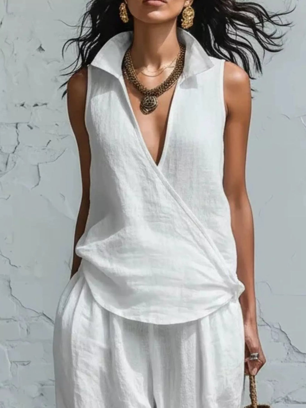Full Size Sleeveless Top and Pants Two-Piece Set Plus Size