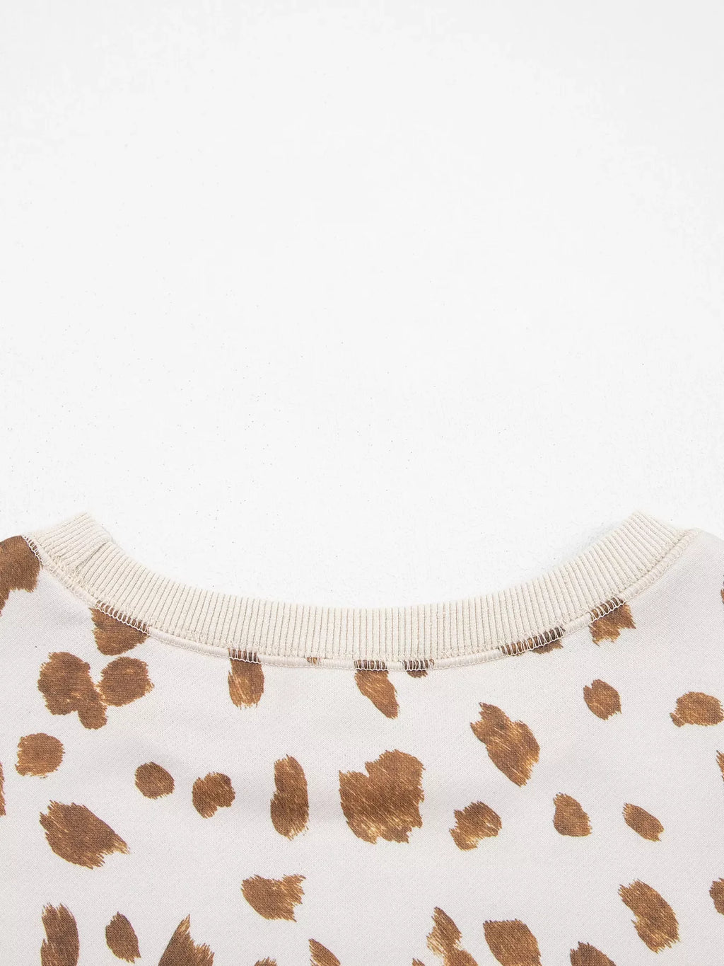 Leopard Print Dropped Shoulder Round Neck Casual Sweatshirt