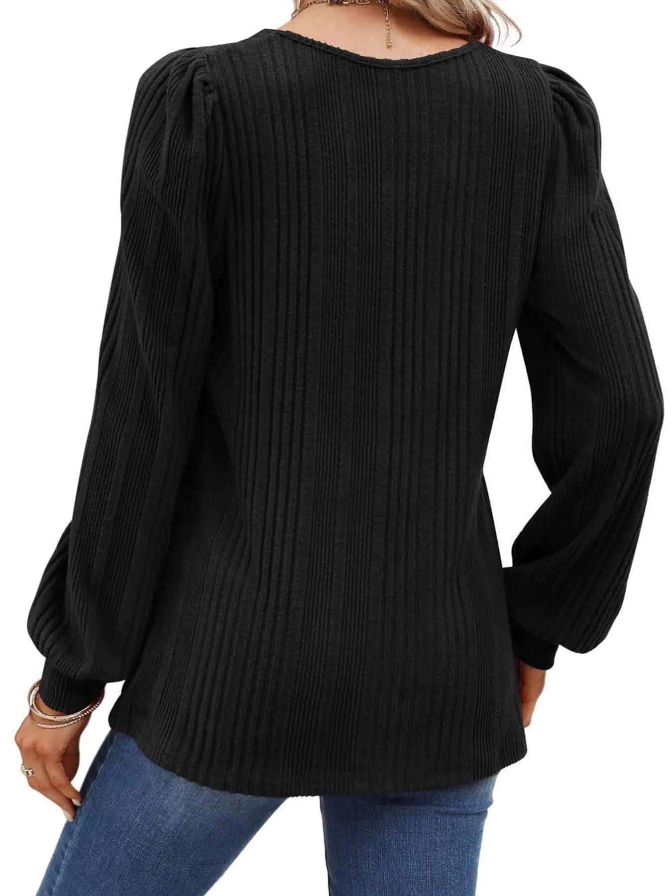 Full Size Square Neck Ribbed Knit Top Plus Size
