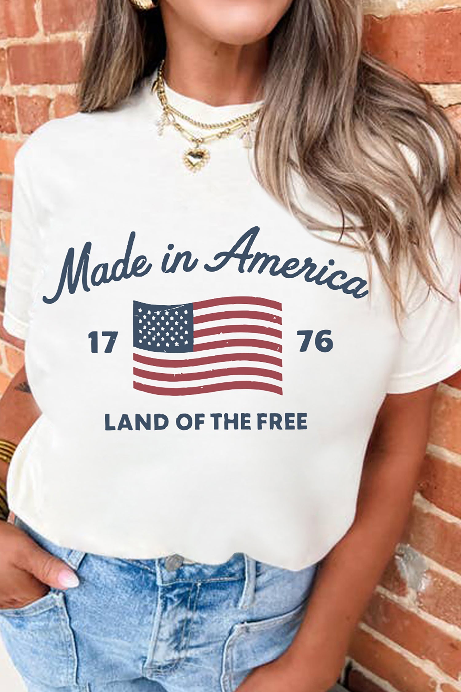 White American Flag Retro Inspired Graphic Tee