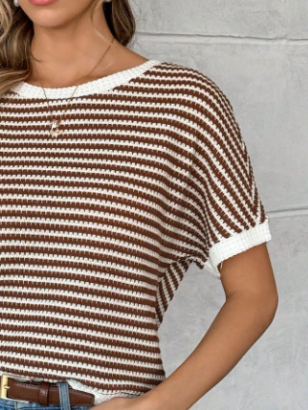 Striped Knit Relaxed Fit T-Shirt
