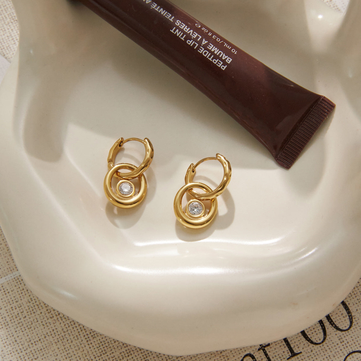 Circle Pendant Huggie Earrings