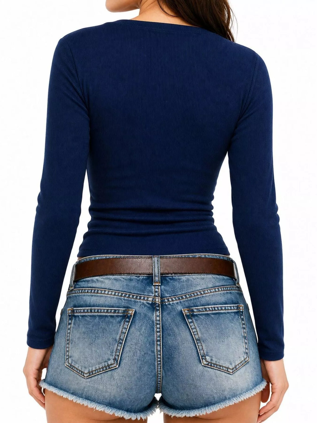Lace Trim Slim Fit Long Sleeve T-Shirt