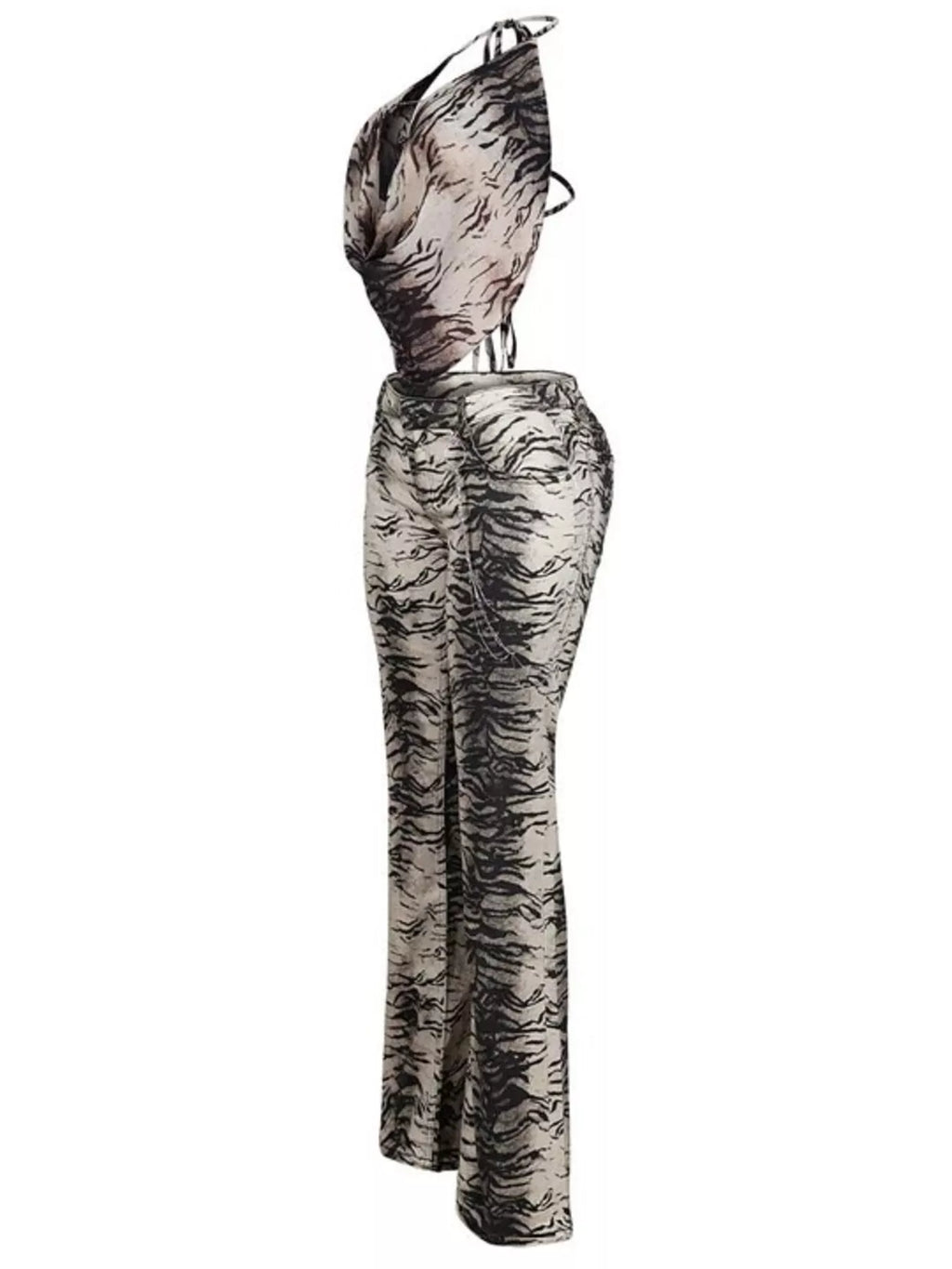 Animal Print Sleeveless Top and Pants Set