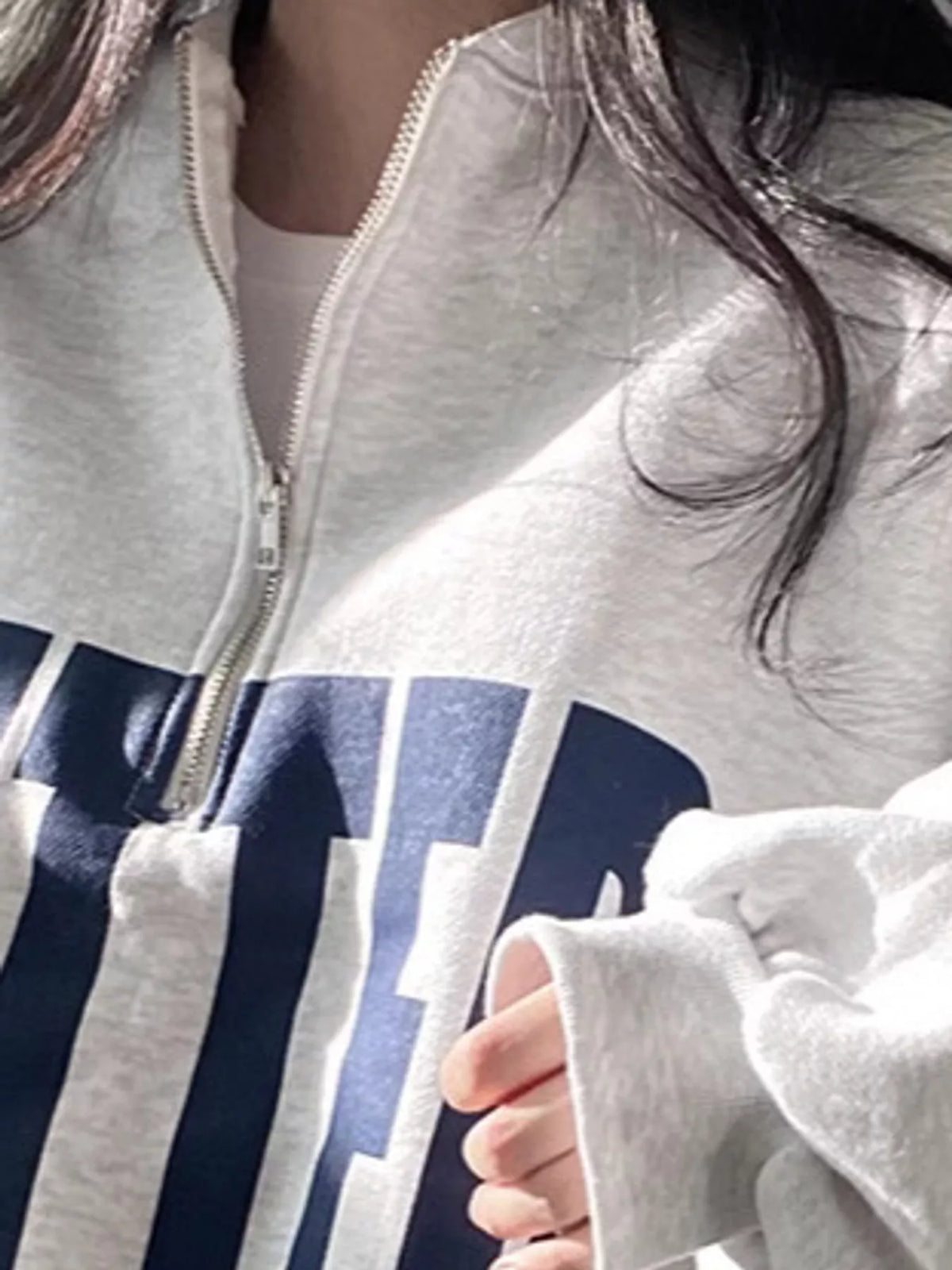 Half-Zip Letter Graphic Sweatshirt