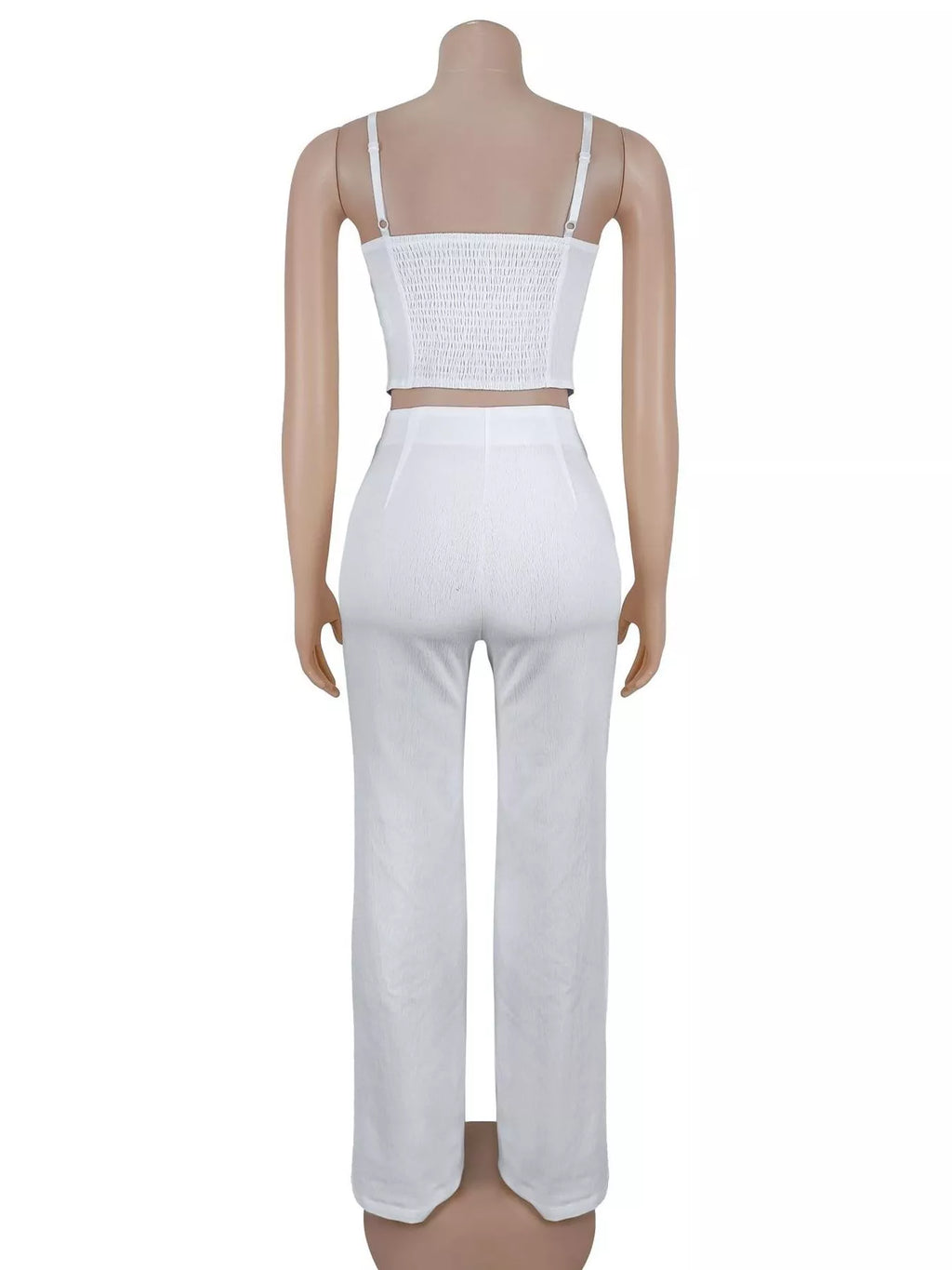 Decorative Button Smocked Back Cami and Wide Leg Pants Set