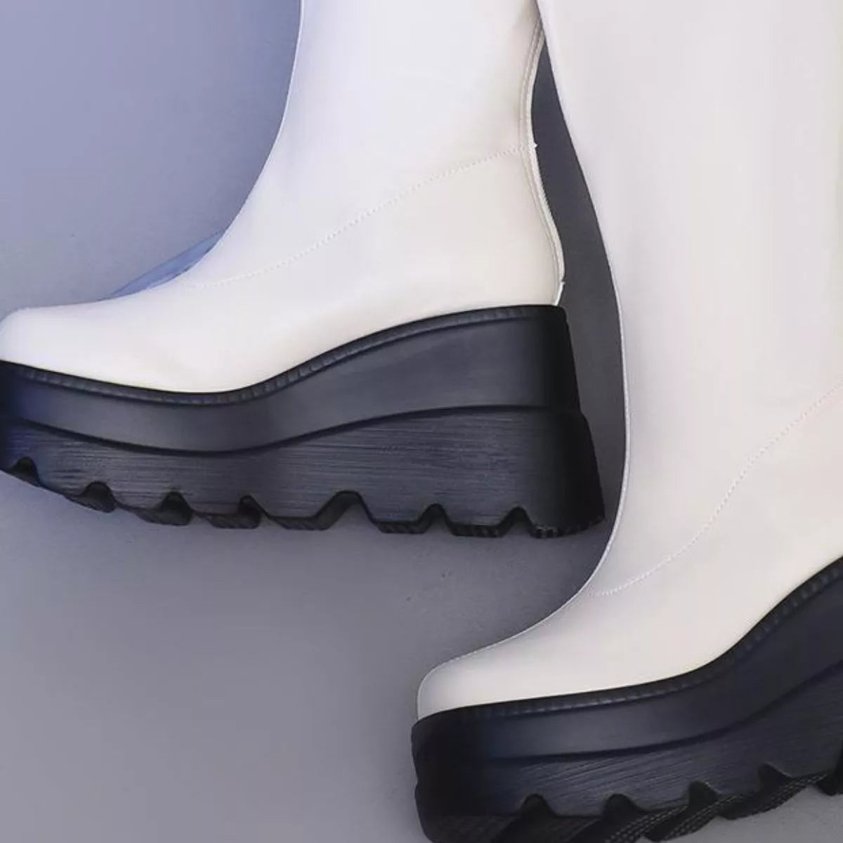 Round Toe Platform Wedge Boots