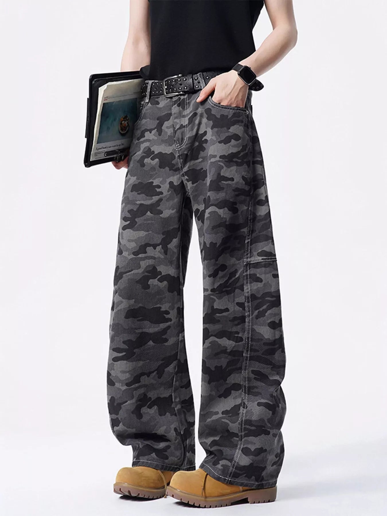 Men's Full Size Loose Fit Camouflage Cargo Pants Plus Size