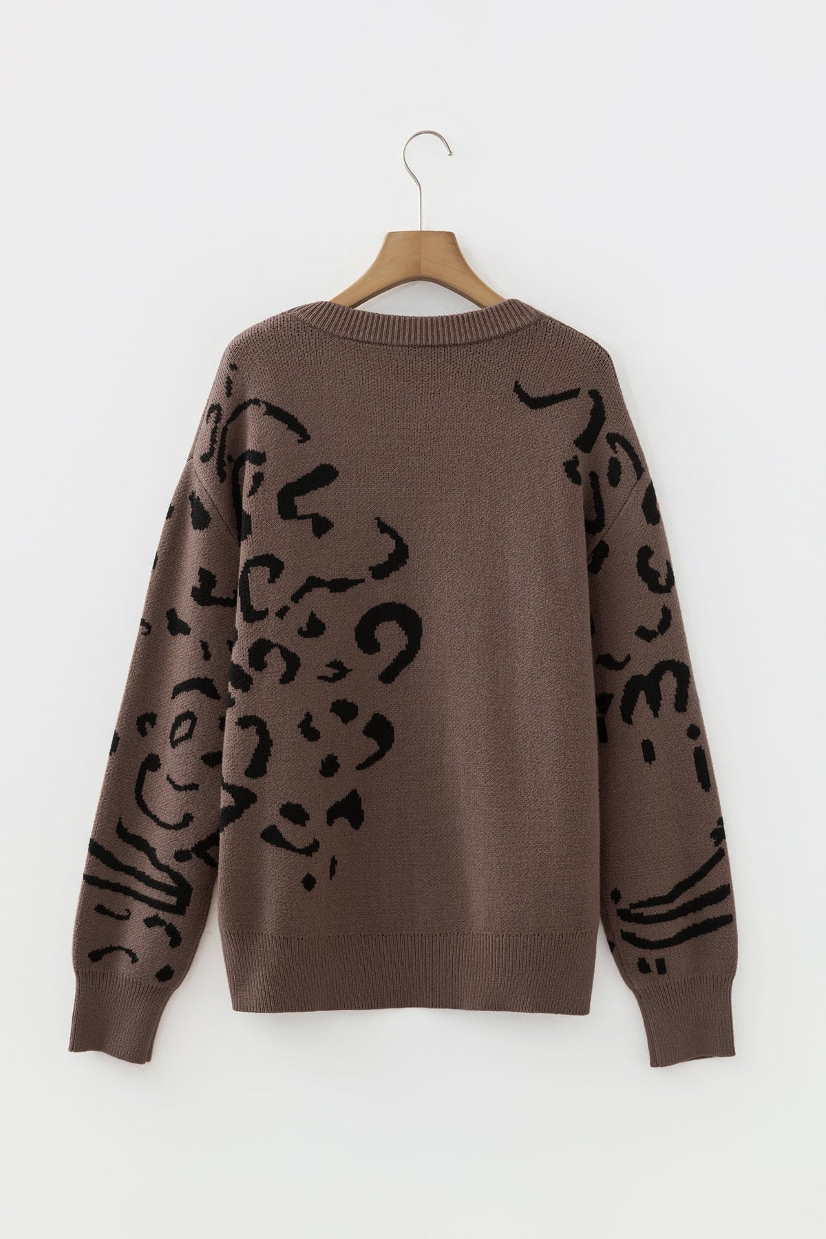 Leopard Asymmetric Drop Shoulder Sweater